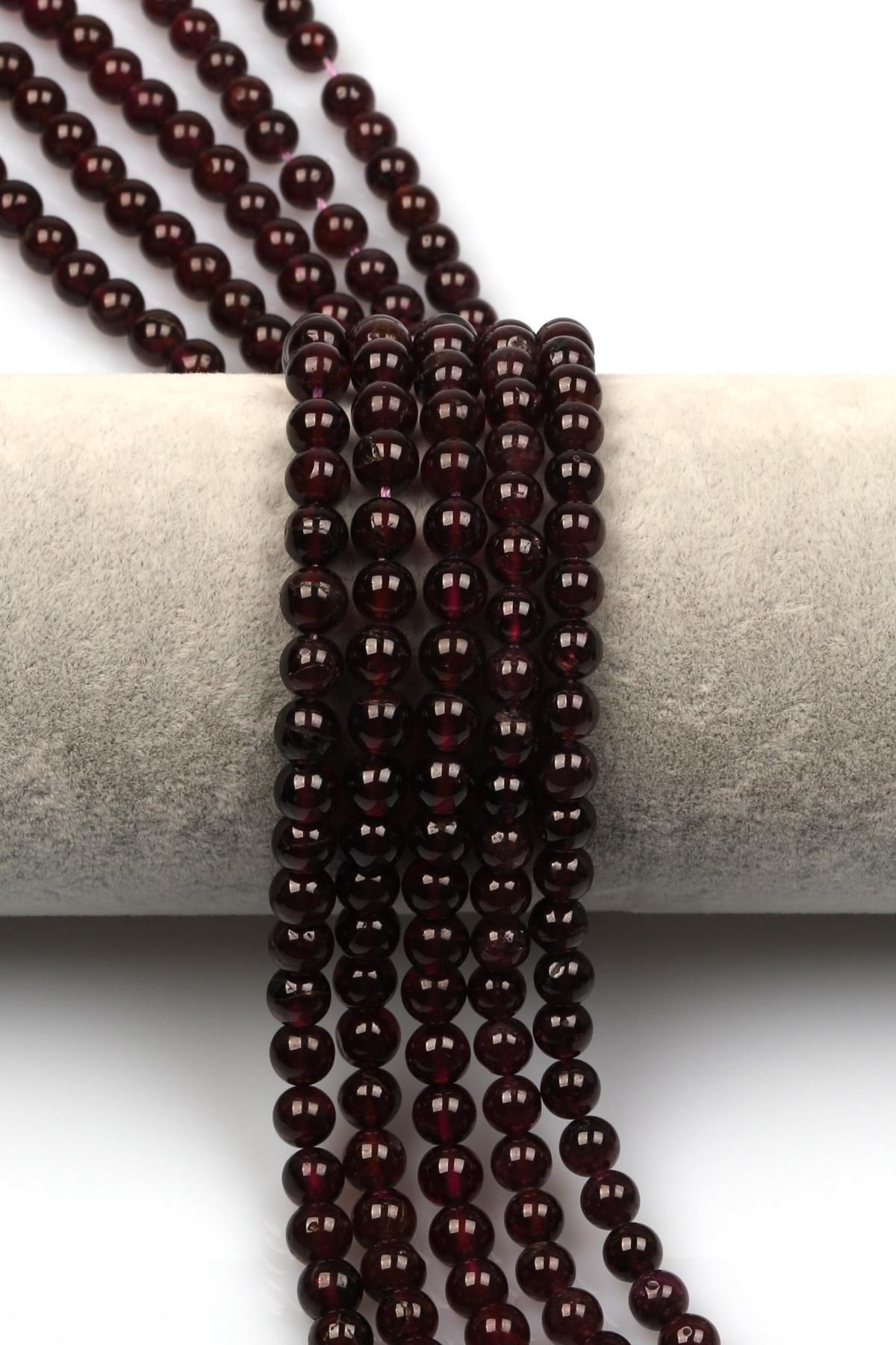 Pembe Garnet (A Kalite) Doğaltaş Dizi 5 mm Küre Kesim
