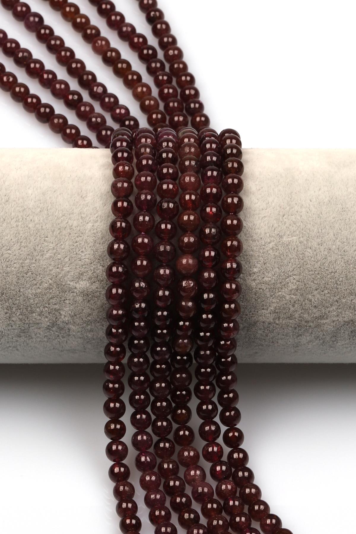 Pembe Garnet (A Kalite) Doğaltaş Dizi 6 mm Küre Kesim