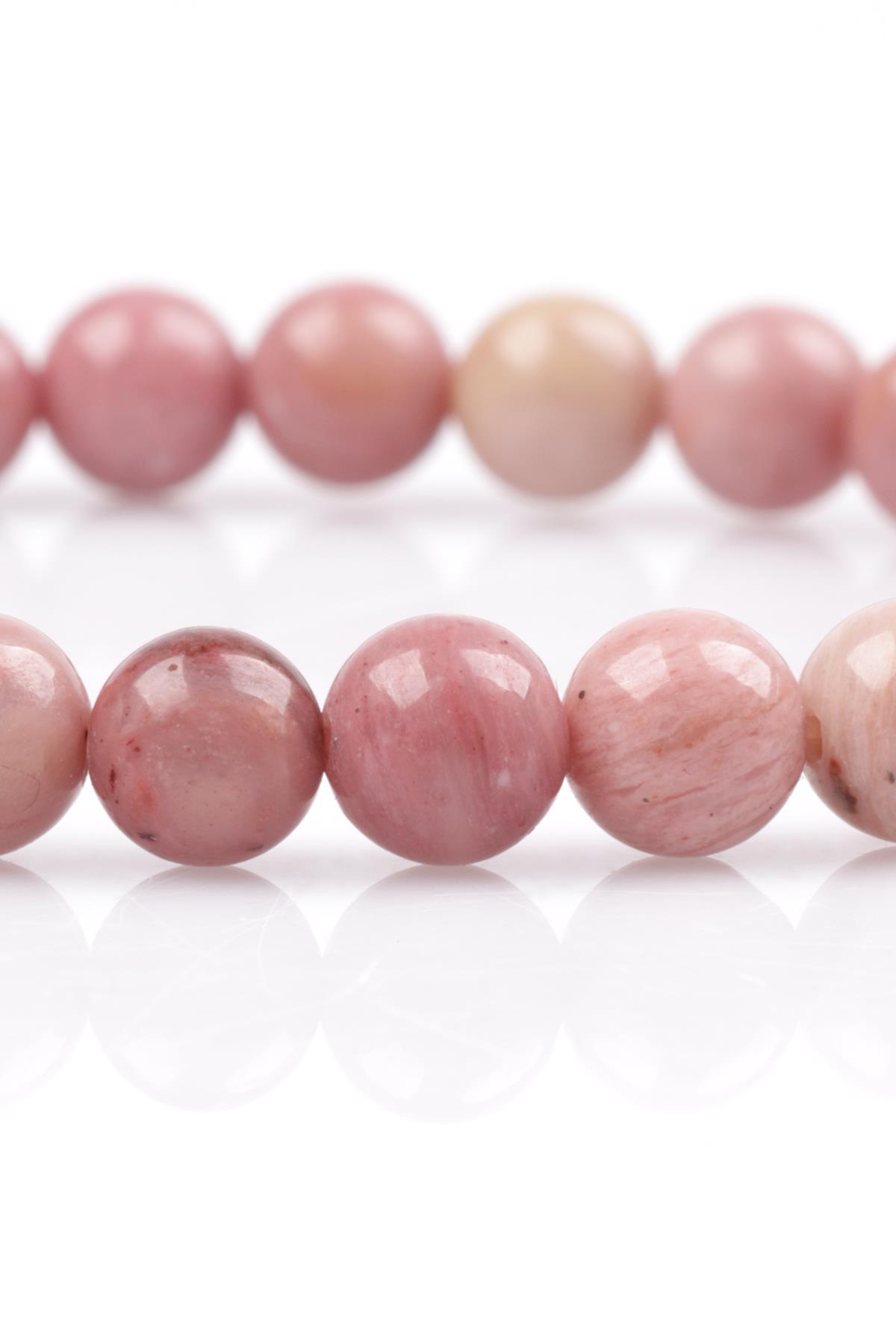 Pembe Jasper Doğal Taş Bileklik 6 mm Küre Kesim