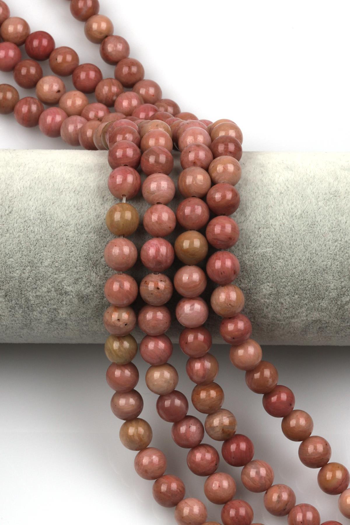Pembe Jasper Doğal Taş Dizi 8 mm Küre Kesim