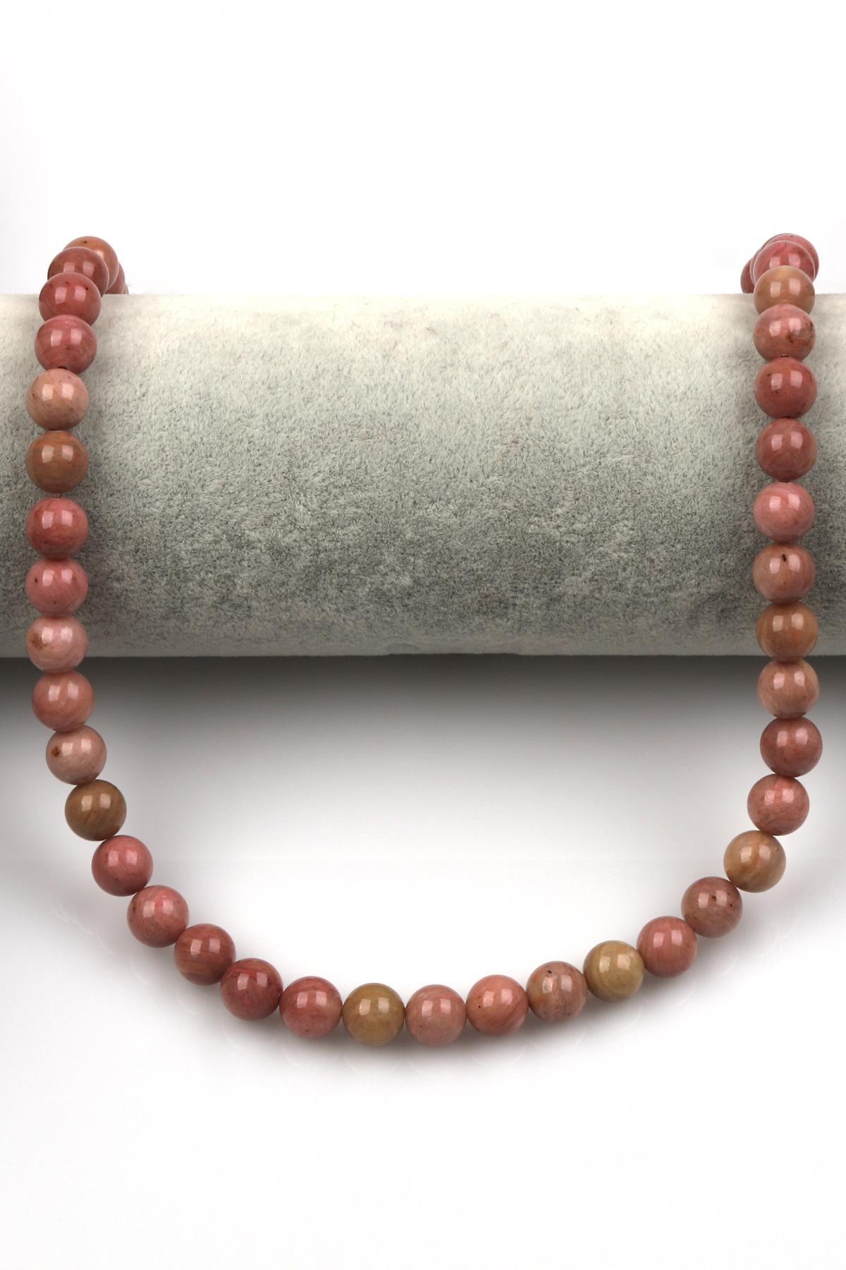 Pembe Jasper Doğal Taş Dizi 8 mm Küre Kesim