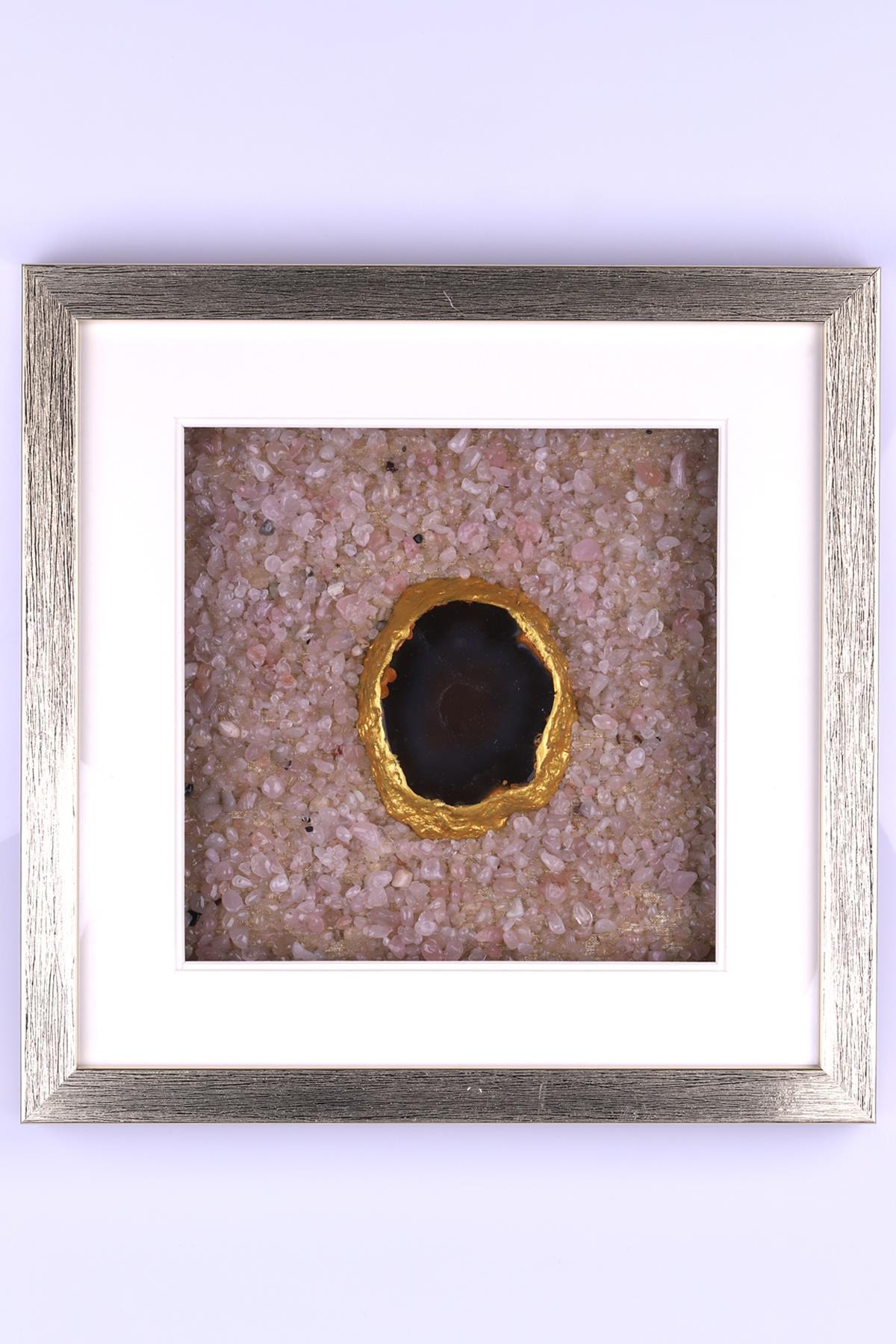 Pembe Kuvars - Akik Doğal Taş Tablo