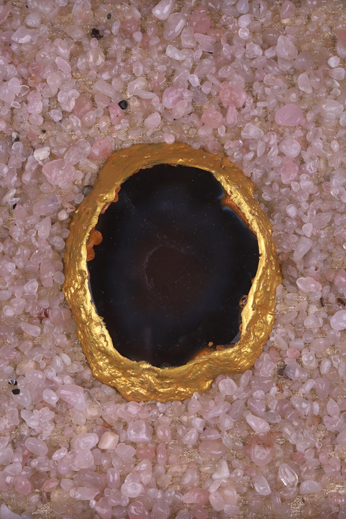 Pembe Kuvars - Akik Doğal Taş Tablo