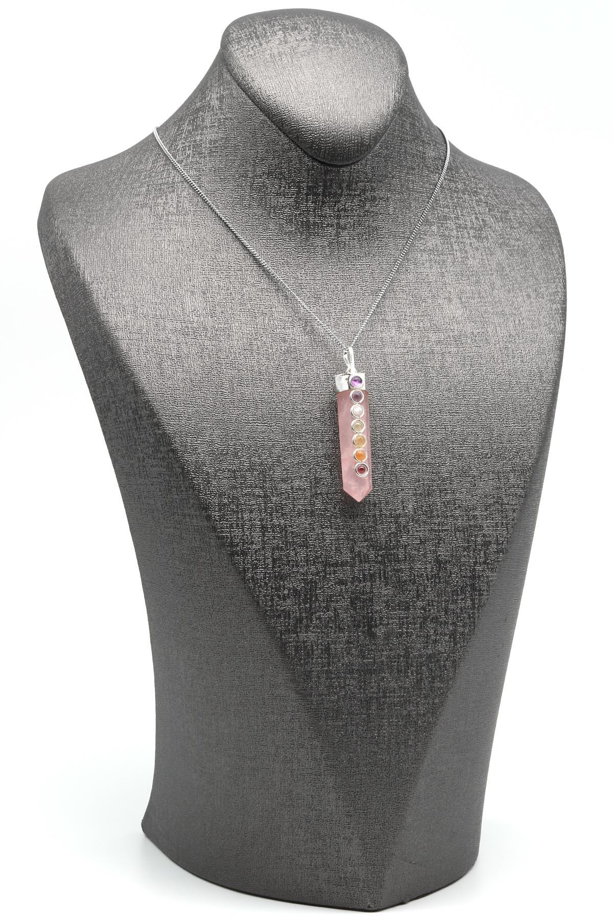 Pembe Kuvars - Çakra Doğal Taş Kolye