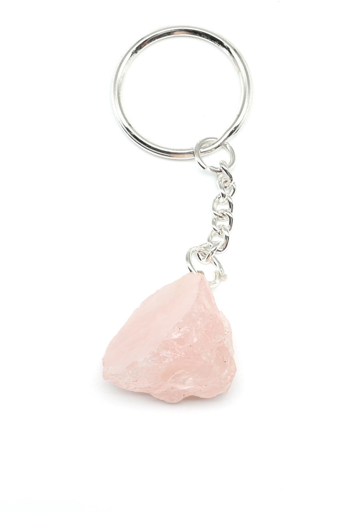 Pembe Kuvars Doğal Taş Anahtarlık