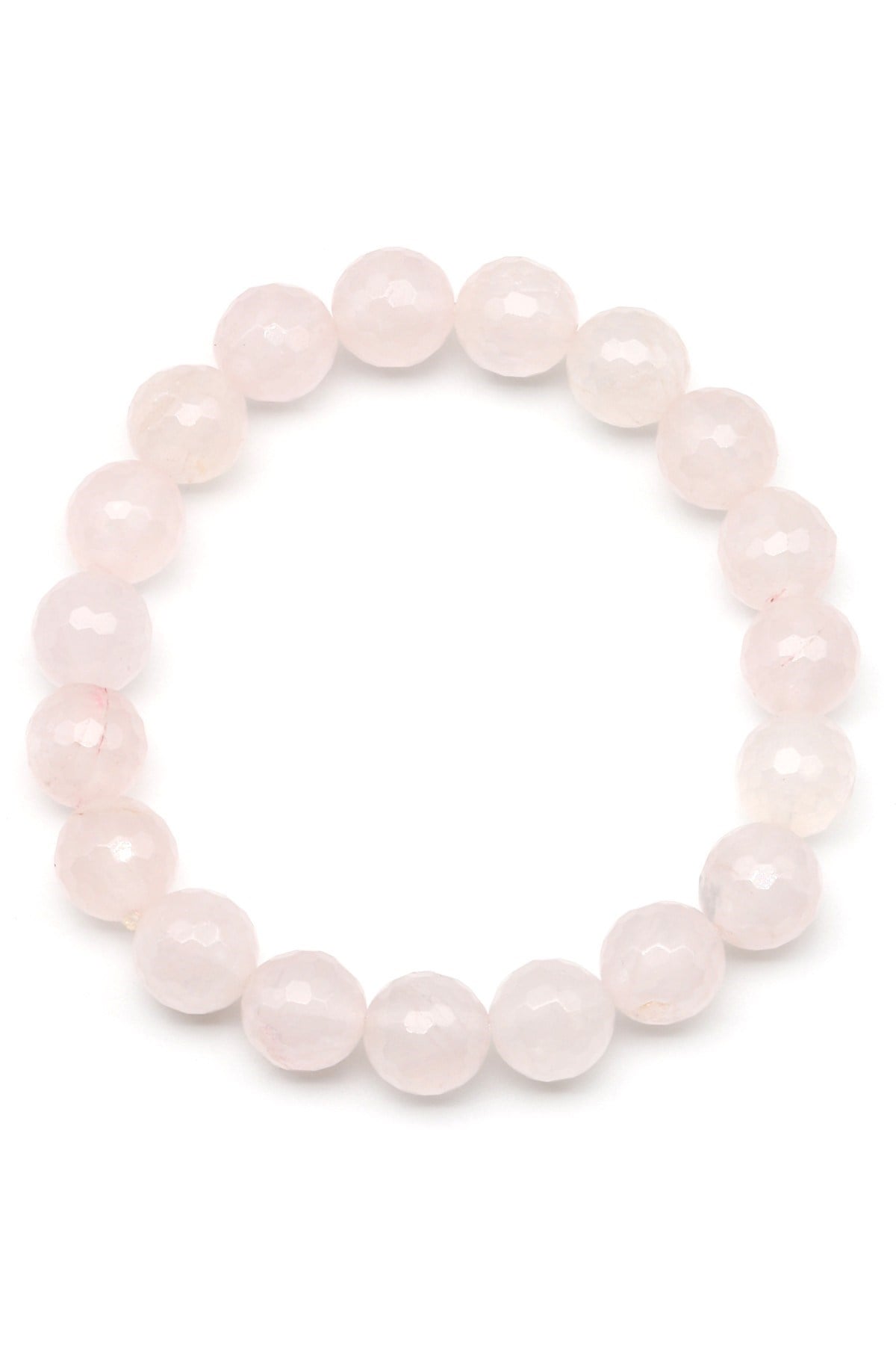 Pembe Kuvars Doğal Taş Bileklik 10 mm Fasetli Küre Kesim - BLK-2166