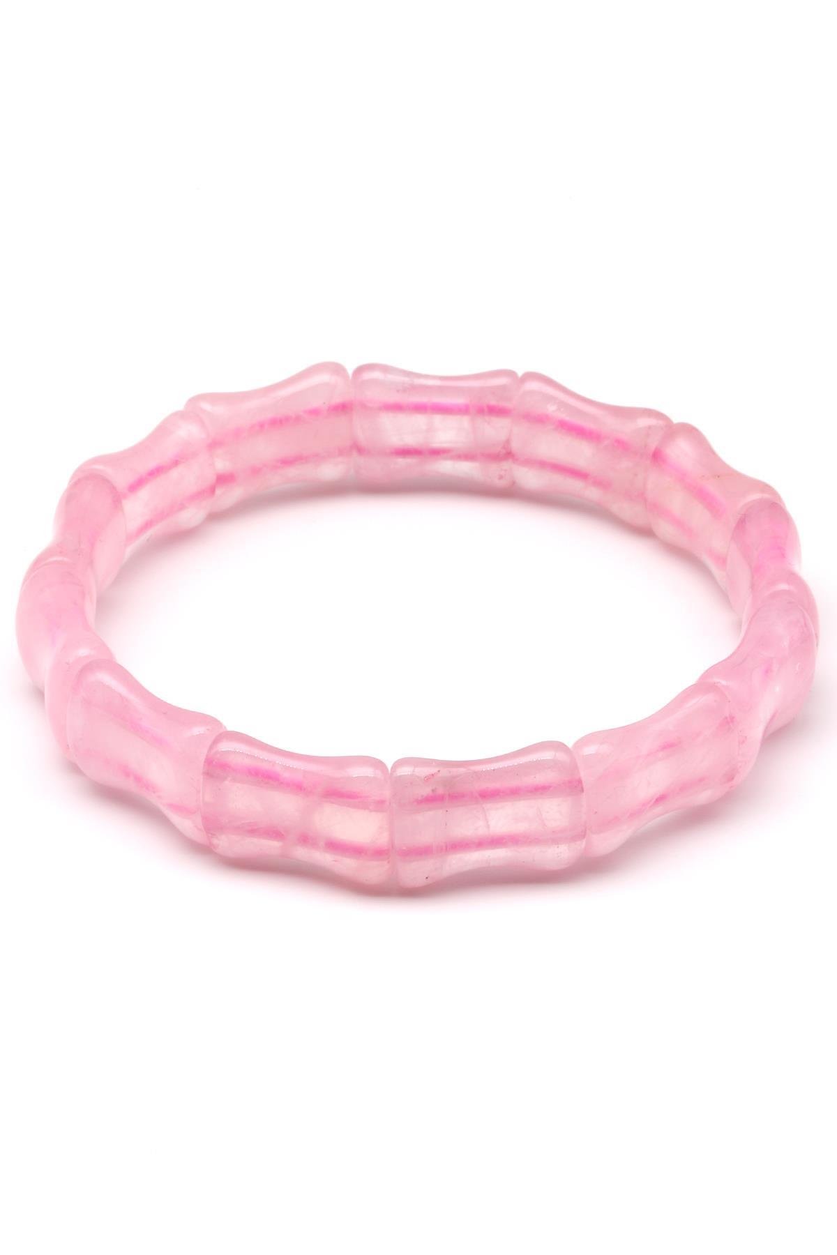 Pembe Kuvars Doğal Taş Bileklik 10 x 16 mm Özel Kesim