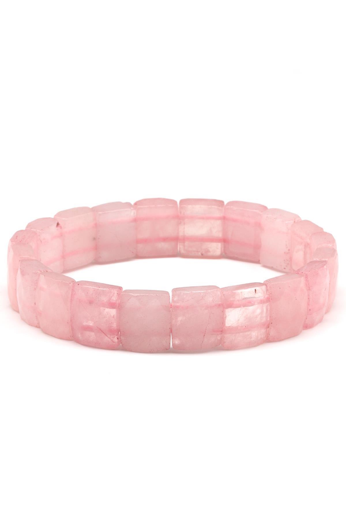 Pembe Kuvars Doğal Taş Bileklik 10 x 12 mm Özel Kesim