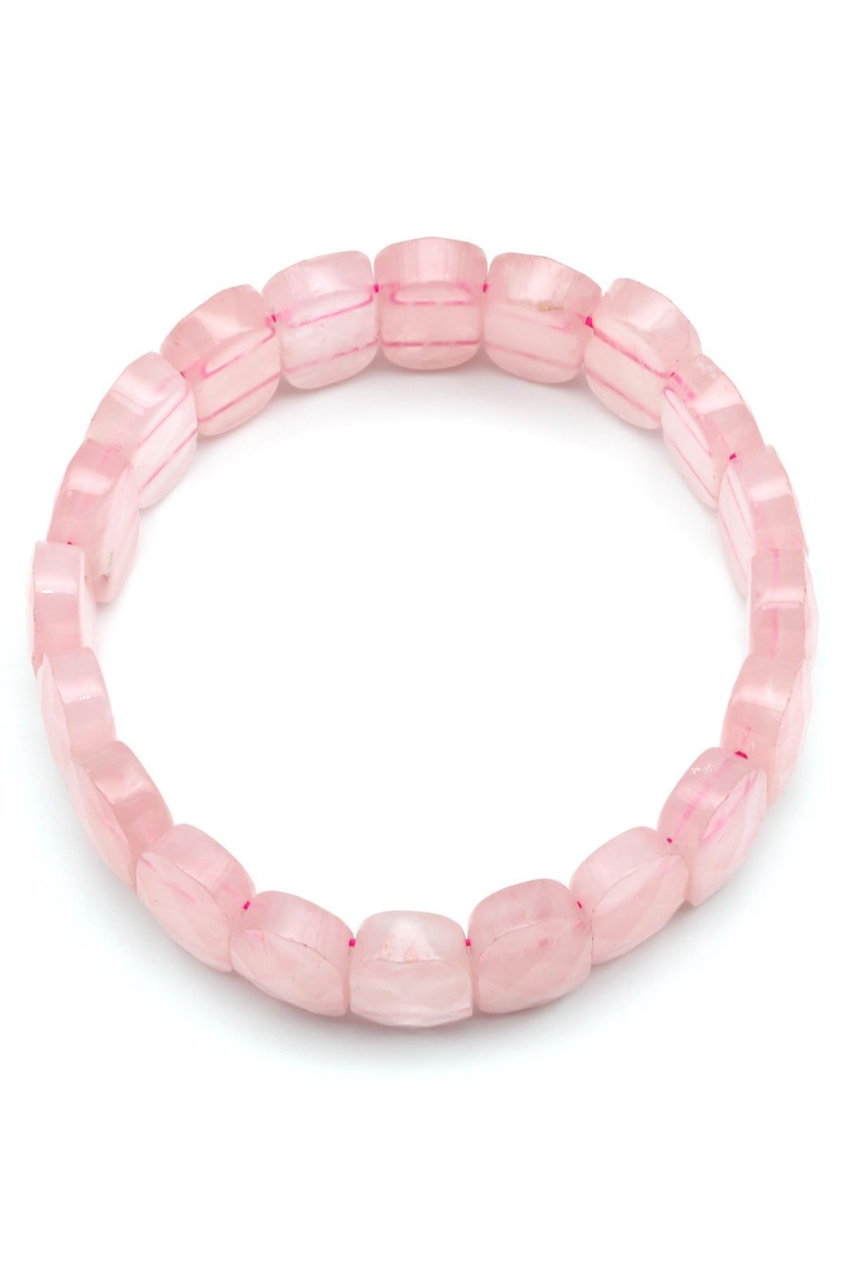 Pembe Kuvars Doğal Taş Bileklik 10 x 20 mm Özel Kesim