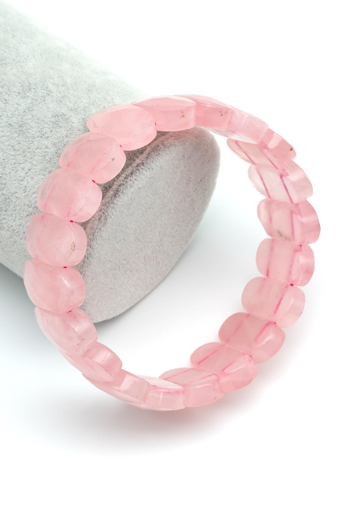 Pembe Kuvars Doğal Taş Bileklik 10 x 20 mm Özel Kesim