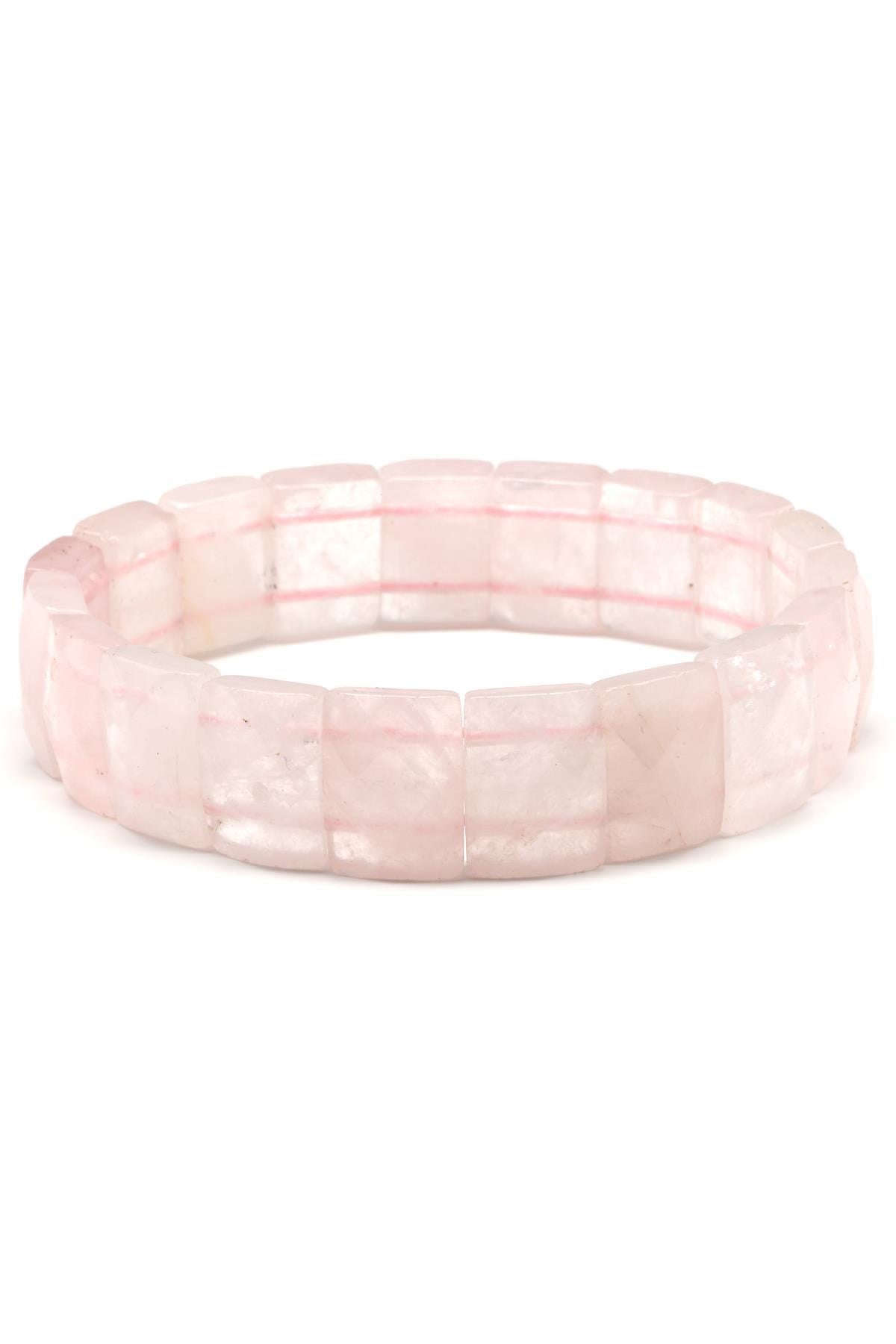 Pembe Kuvars Doğal Taş Bileklik 11 x 15 mm Özel Kesim