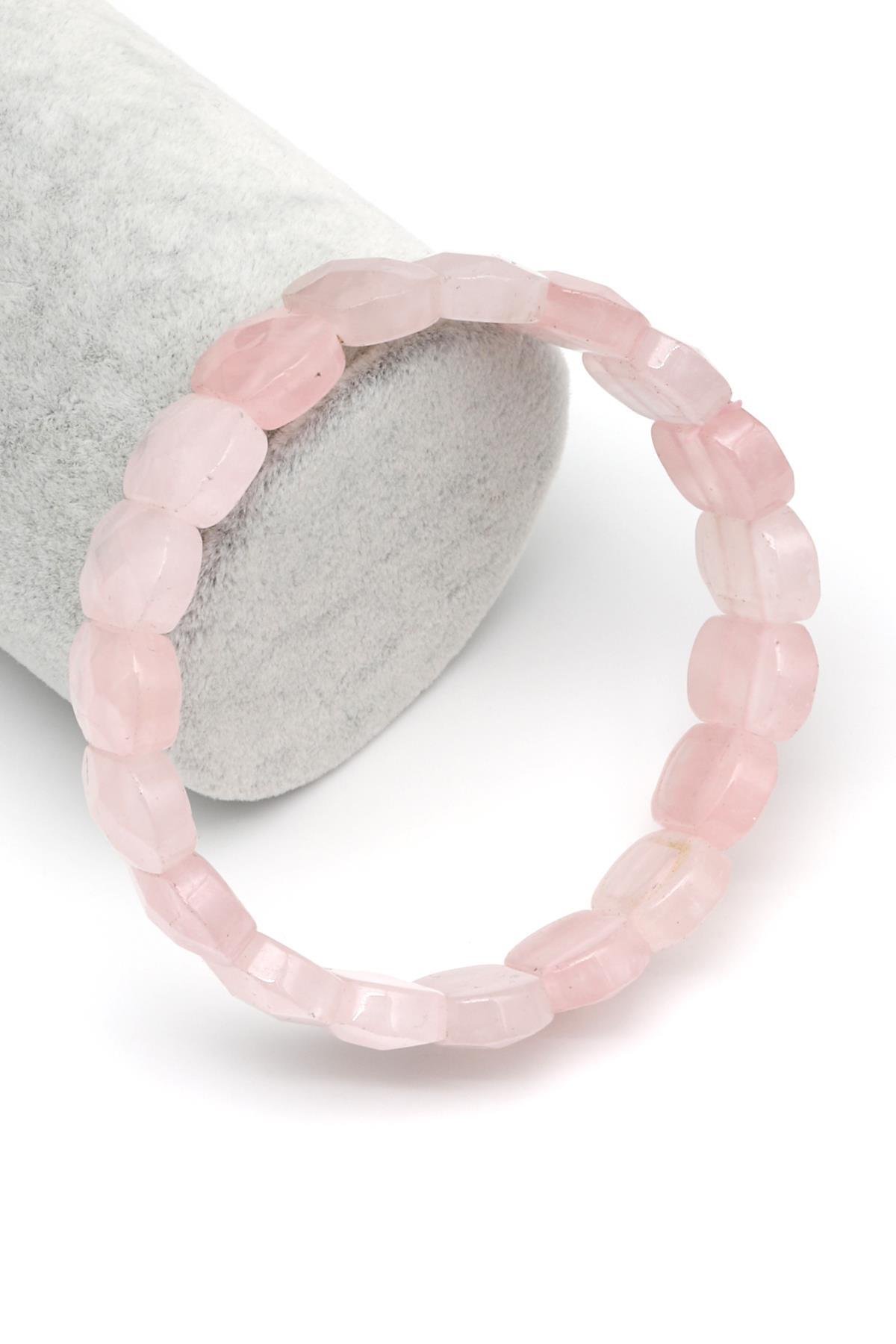 Pembe Kuvars Doğal Taş Bileklik 11 x 15 mm Özel Kesim