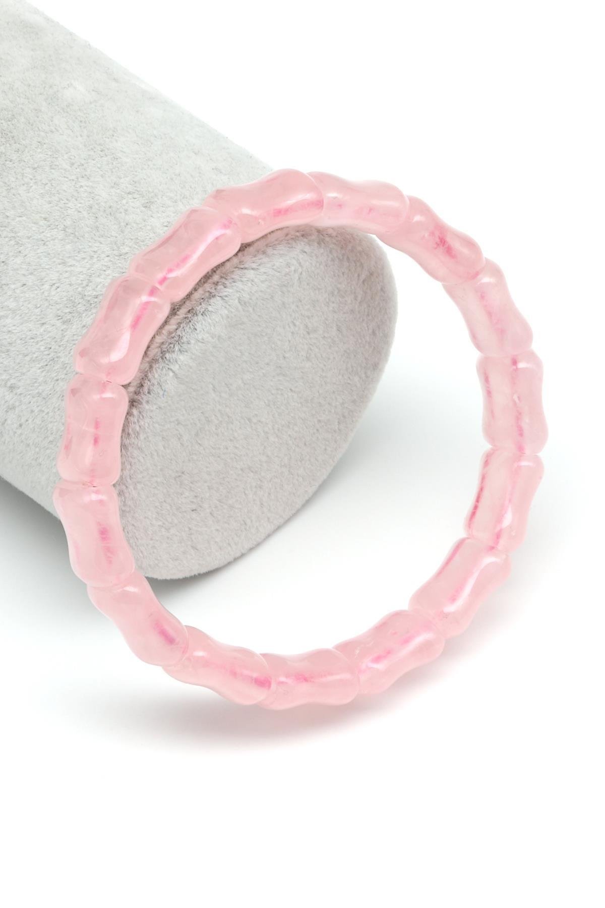 Pembe Kuvars Doğal Taş Bileklik 12 x 13 mm Özel Kesim
