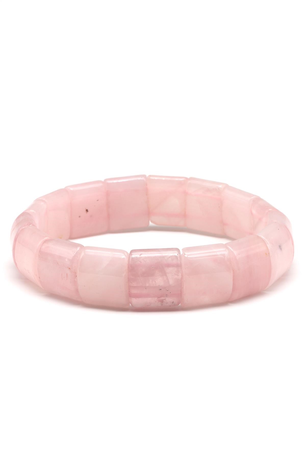 Pembe Kuvars Doğal Taş Bileklik 13 x 15 mm Özel Kesim