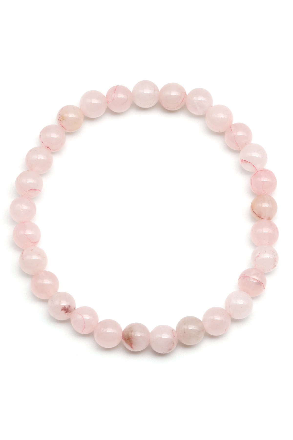 Pembe Kuvars Doğal Taş Bileklik 6 mm Küre Kesim - BLK-2313