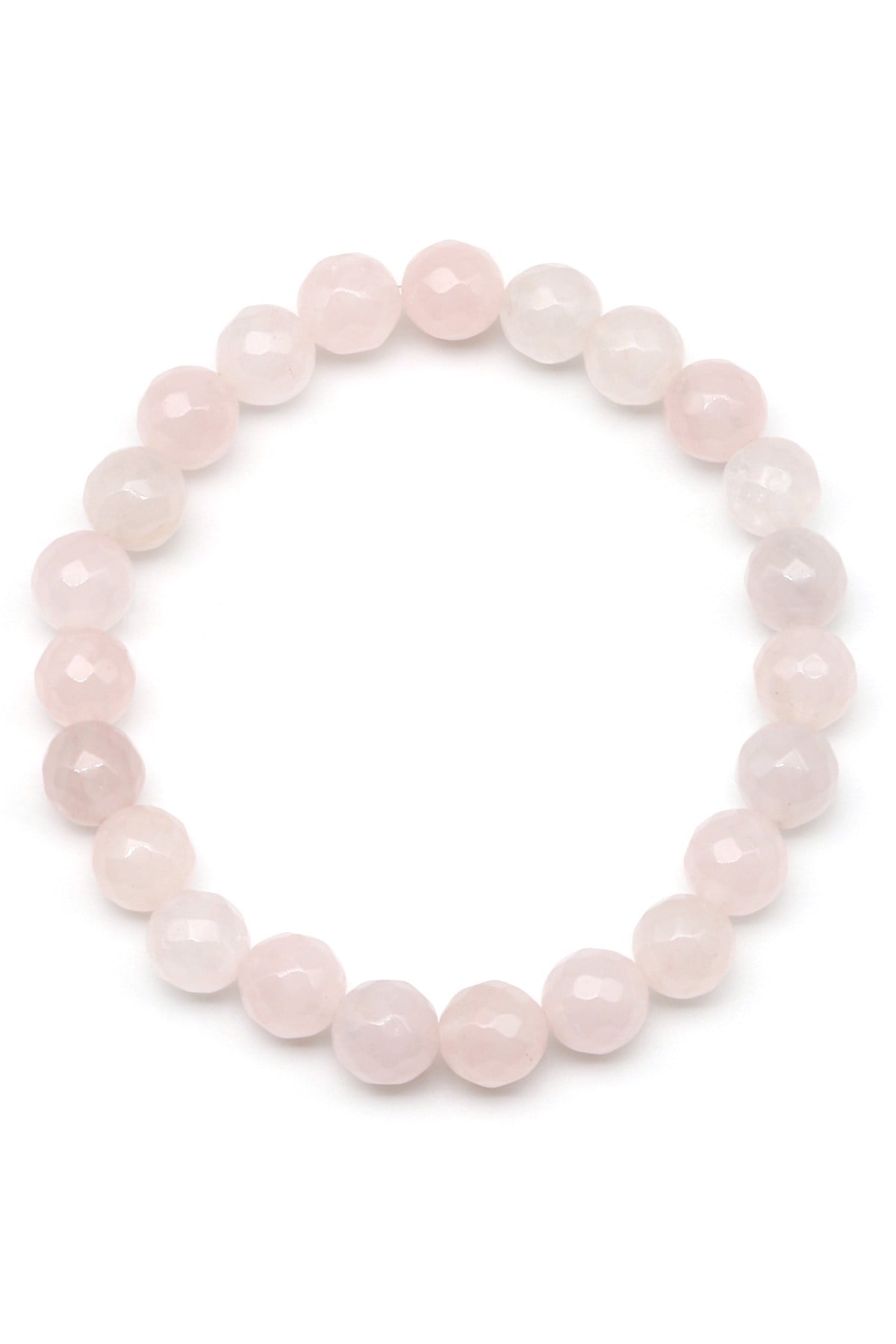 Pembe Kuvars Doğal Taş Bileklik 8 mm Fasetli Küre Kesim - BLK-2148