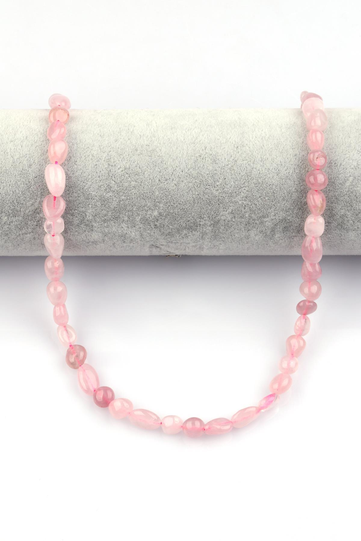 Pembe Kuvars Doğal Taş Dizi 5 x 10 mm Mercimek Kesim