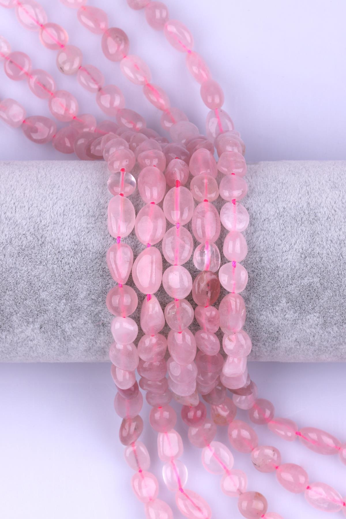 Pembe Kuvars Doğal Taş Dizi 5 x 10 mm Mercimek Kesim