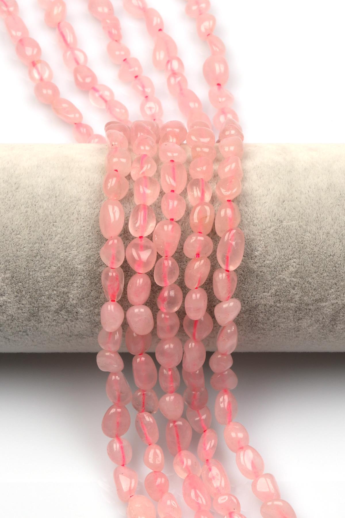 Pembe Kuvars Doğal Taş Dizi 6 x 9 mm Mercimek Kesim