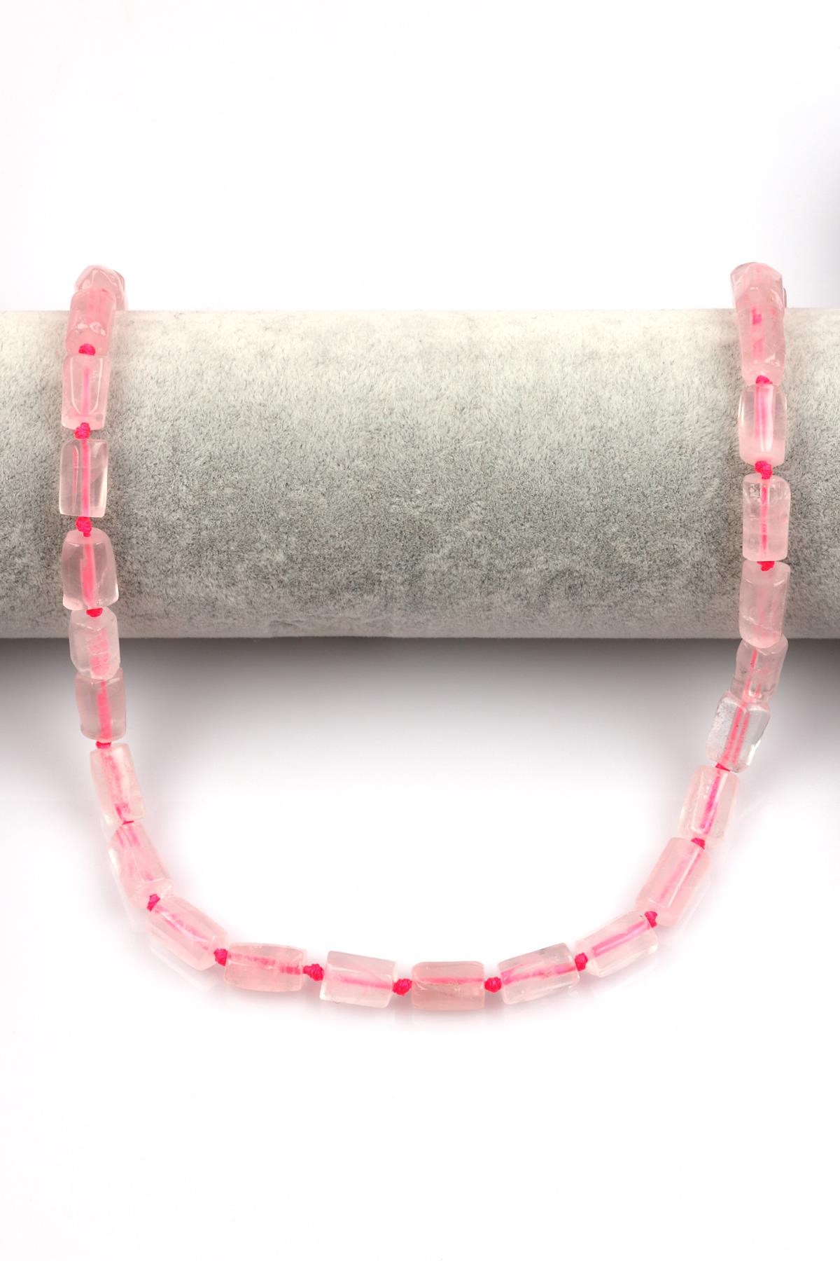 Pembe Kuvars Doğal Taş Dizi 7 x 12 mm Boru Kesim