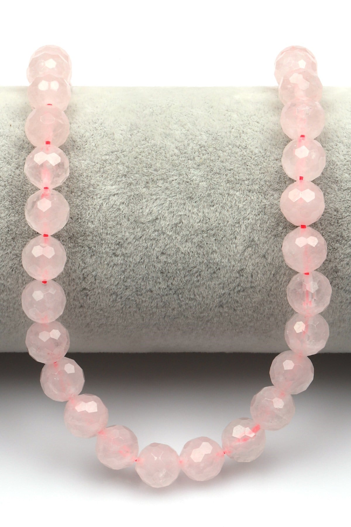 Pembe Kuvars Doğal Taş Dizi 8 mm Fasetli Küre Kesim - DZ-0829