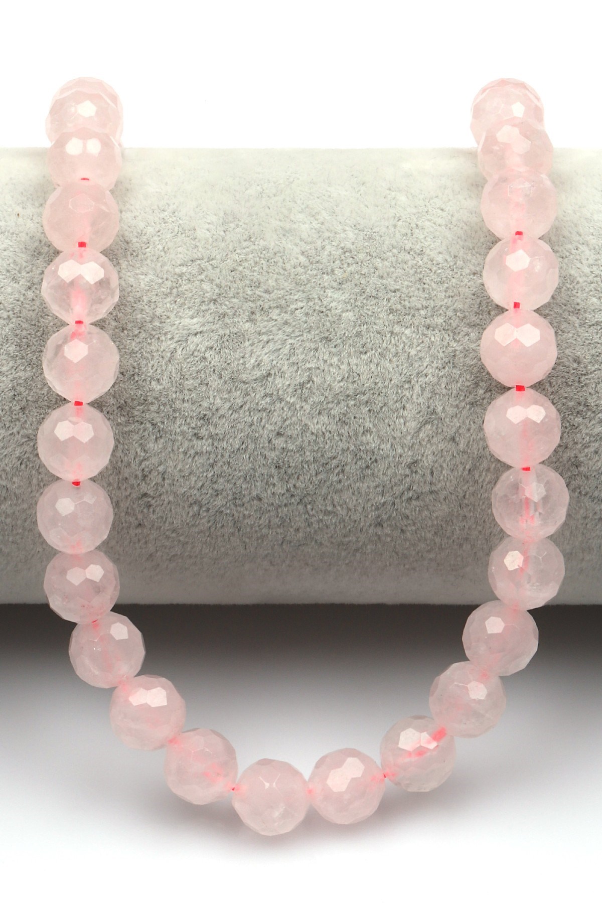 Pembe Kuvars Doğal Taş Dizi 8 mm Fasetli Küre Kesim - DZ-0829