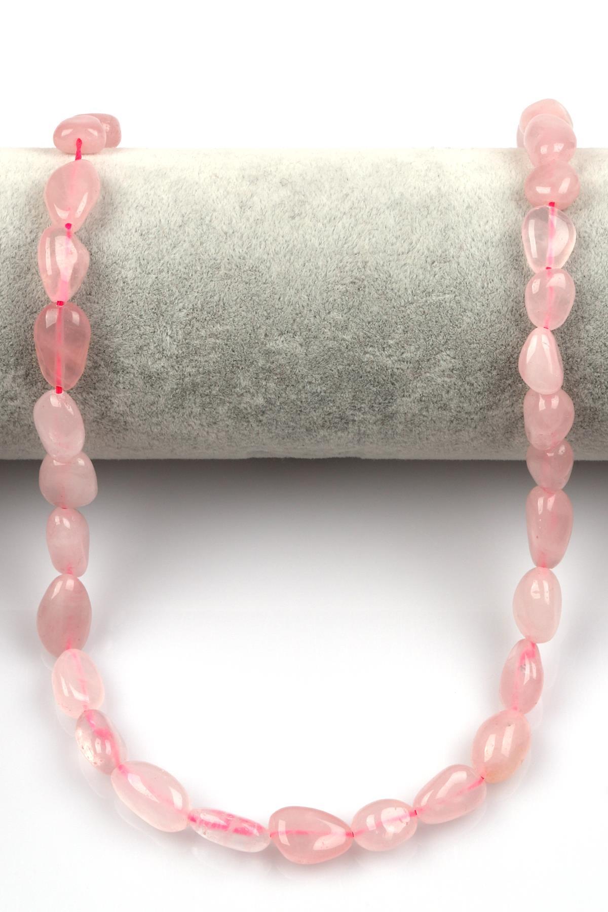 Pembe Kuvars Doğal Taş Dizi 8 x 12 mm Mercimek Kesim