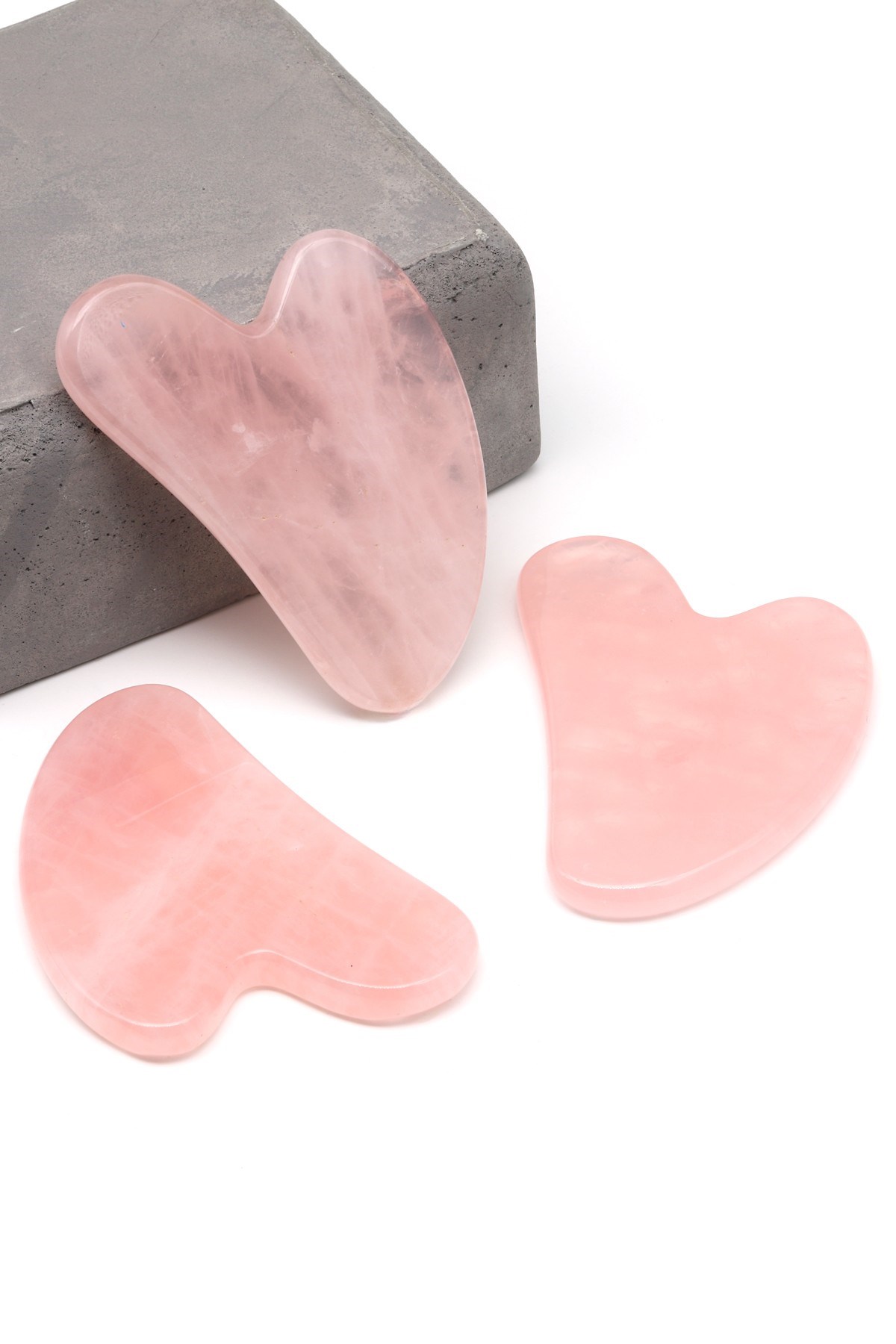Pembe Kuvars Doğal Taş Gua Sha Yüz Masaj Taşı