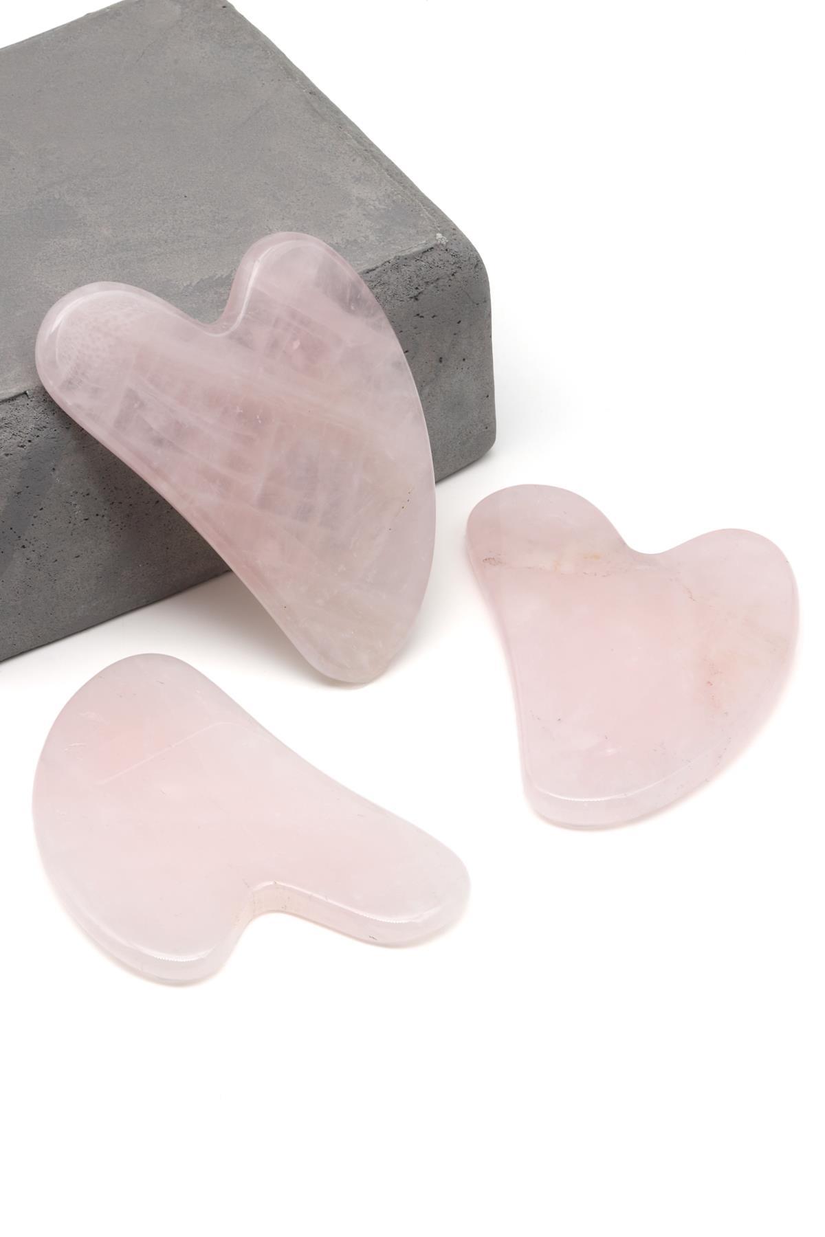 Pembe Kuvars Doğal Taş Gua Sha Yüz Masaj Taşı