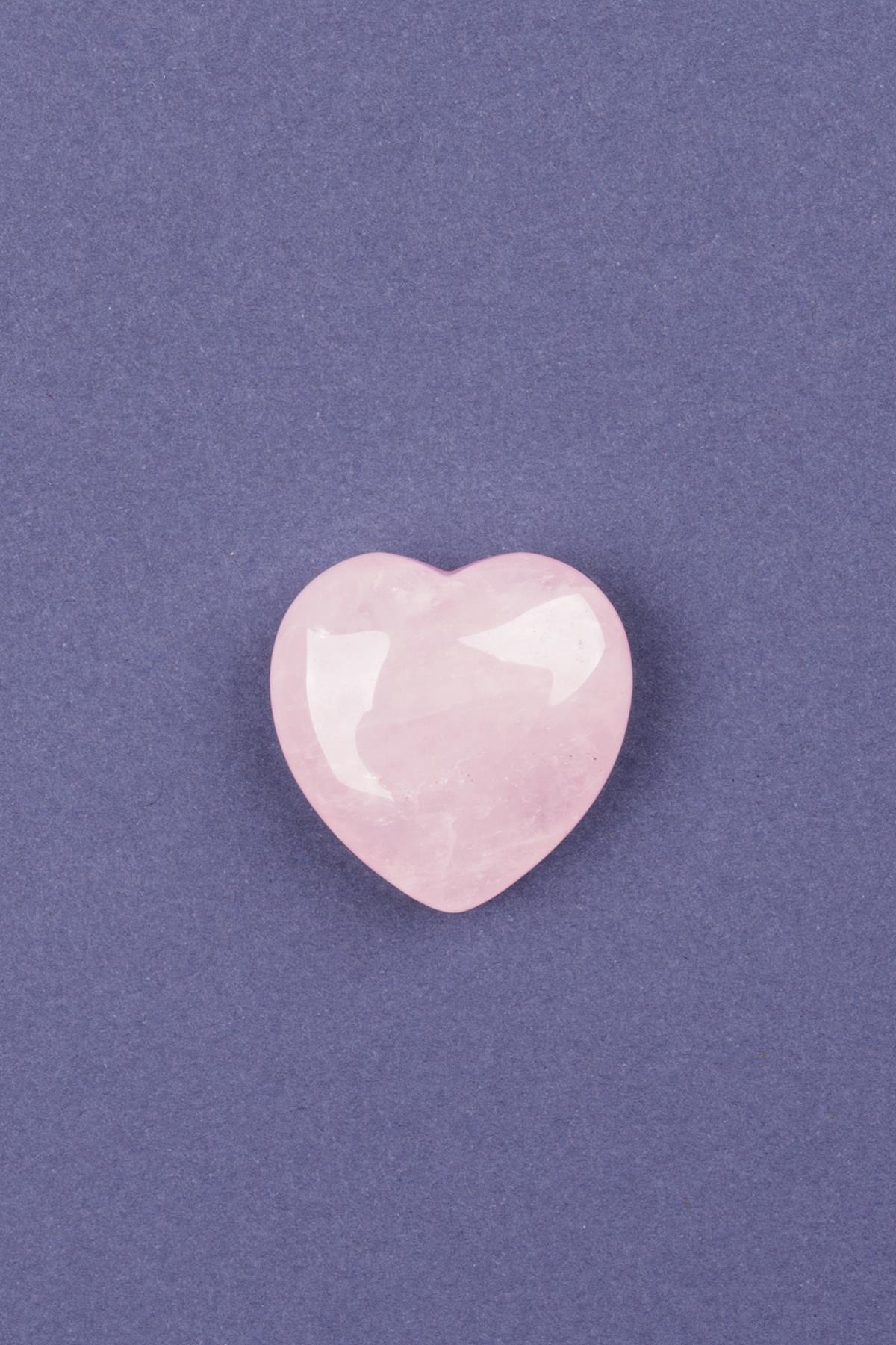 Pembe Kuvars Doğal Taş Kalp