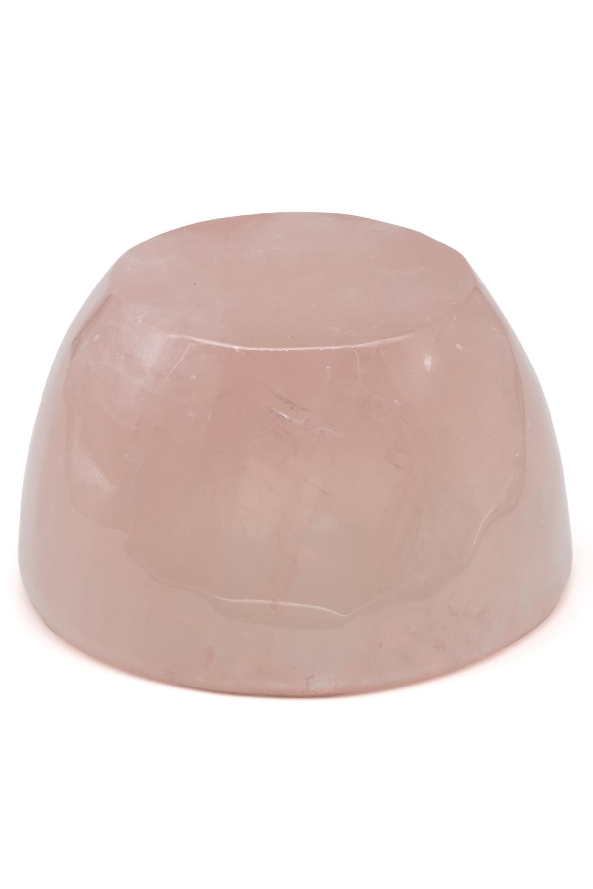 Pembe Kuvars Doğal Taş Kase - 645 Gr.