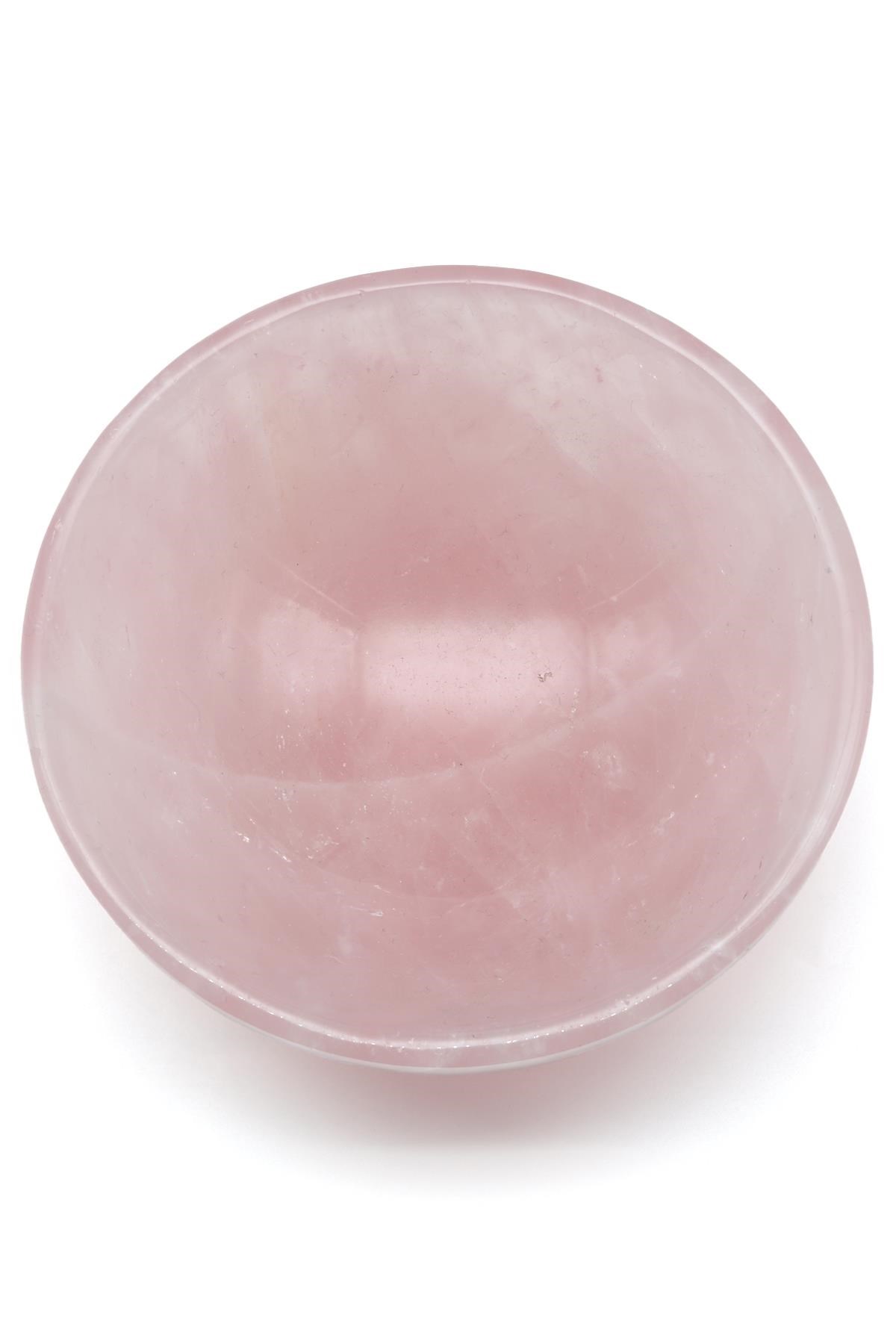 Pembe Kuvars Doğal Taş Kase - 645 Gr.
