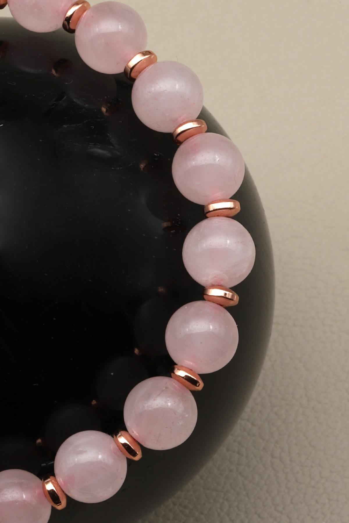 Pembe Kuvars Doğal Taş Makrome Örme Bileklik