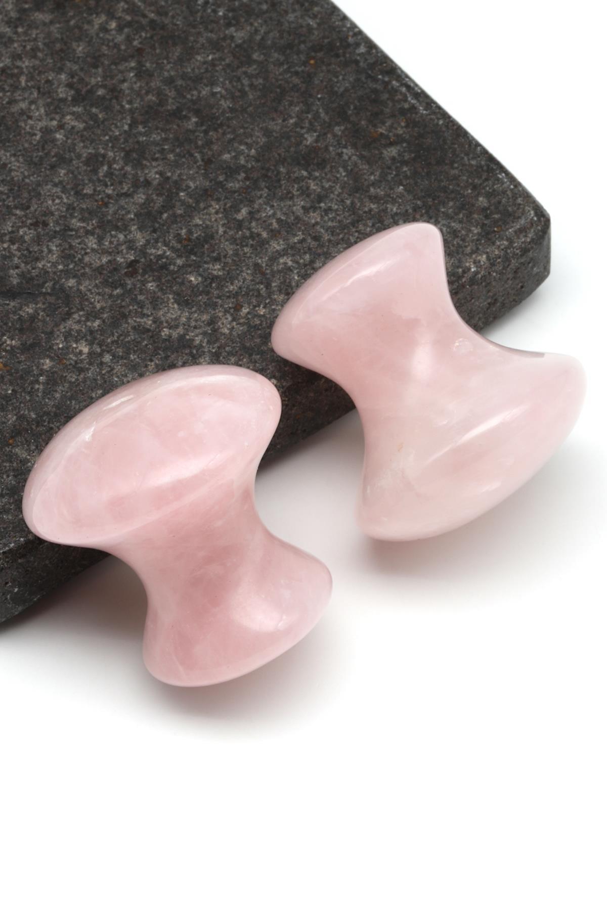 Pembe Kuvars Doğal Taş Mantar Şekilli Masaj Taşı