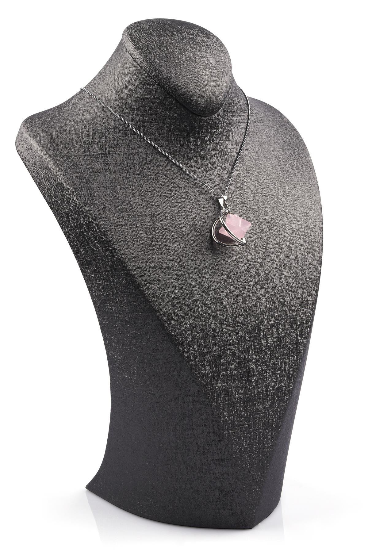 Pembe Kuvars Doğal Taş Merkaba Kolye 