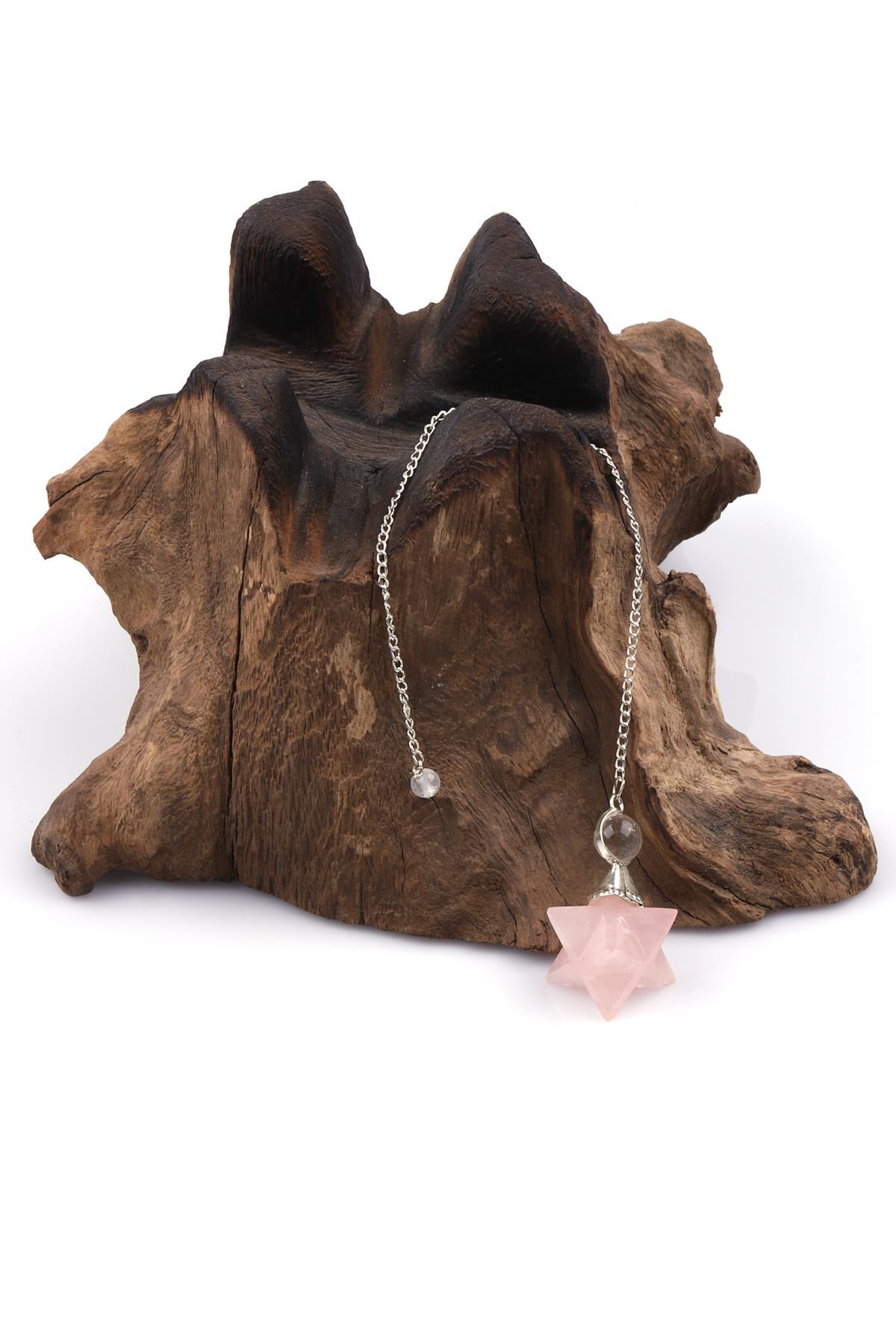 Pembe Kuvars Doğal Taş Merkaba Pandül