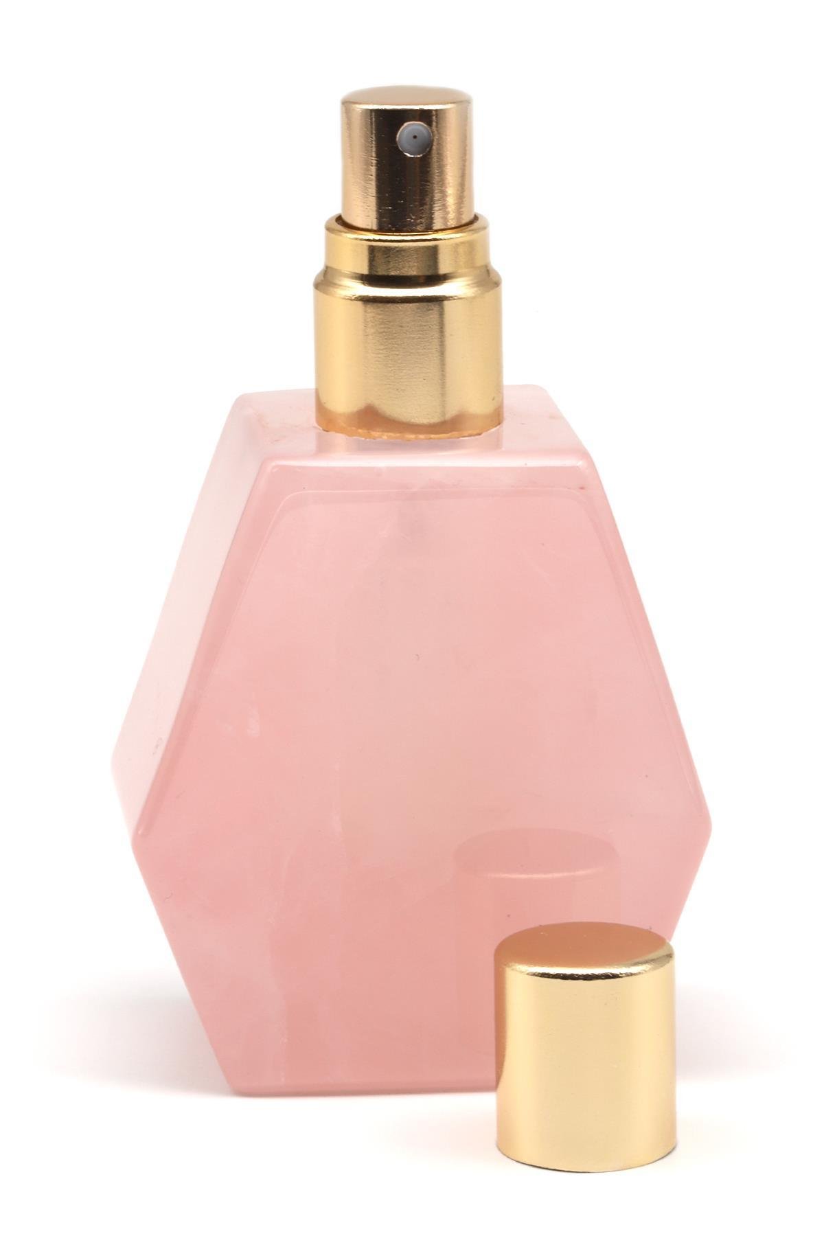 Pembe Kuvars Doğal Taş Parfüm Şişesi 