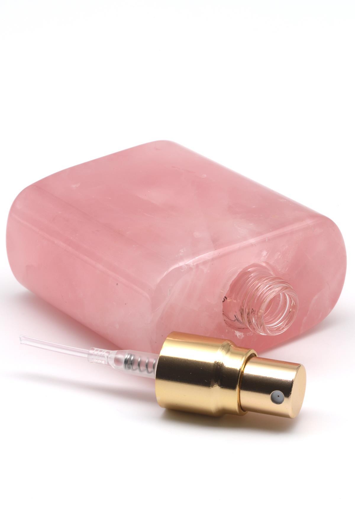 Pembe Kuvars Doğal Taş Parfüm Şişesi