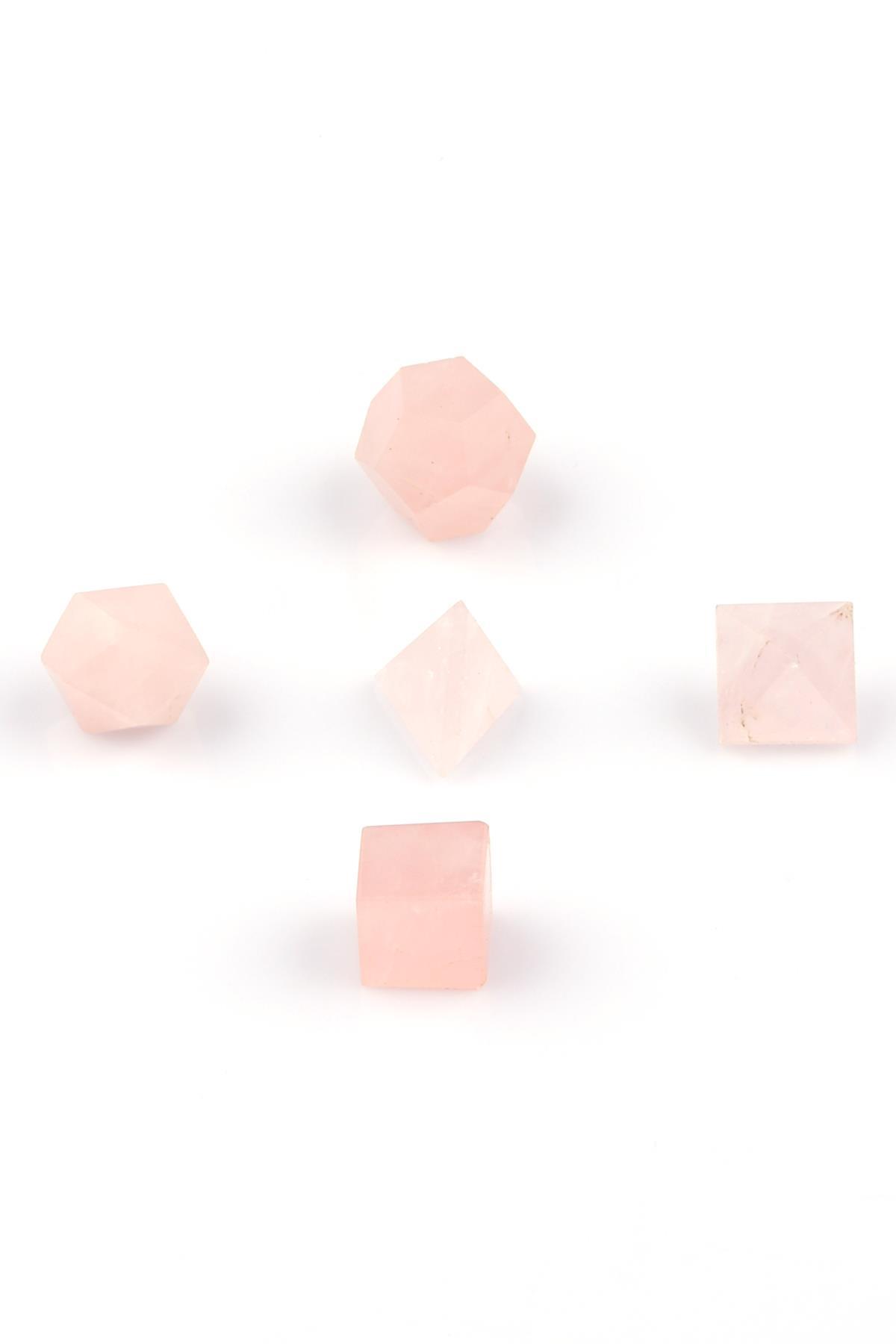 Pembe Kuvars Doğal Taş Platonik Set
