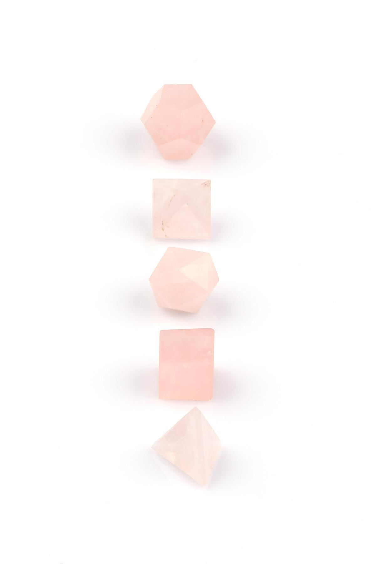 Pembe Kuvars Doğal Taş Platonik Set
