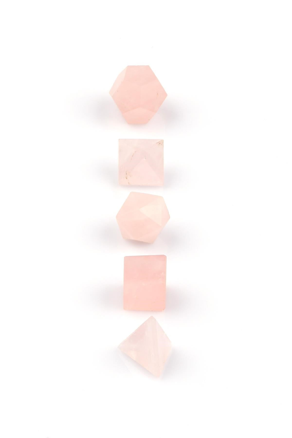 Pembe Kuvars Doğal Taş Platonik Set