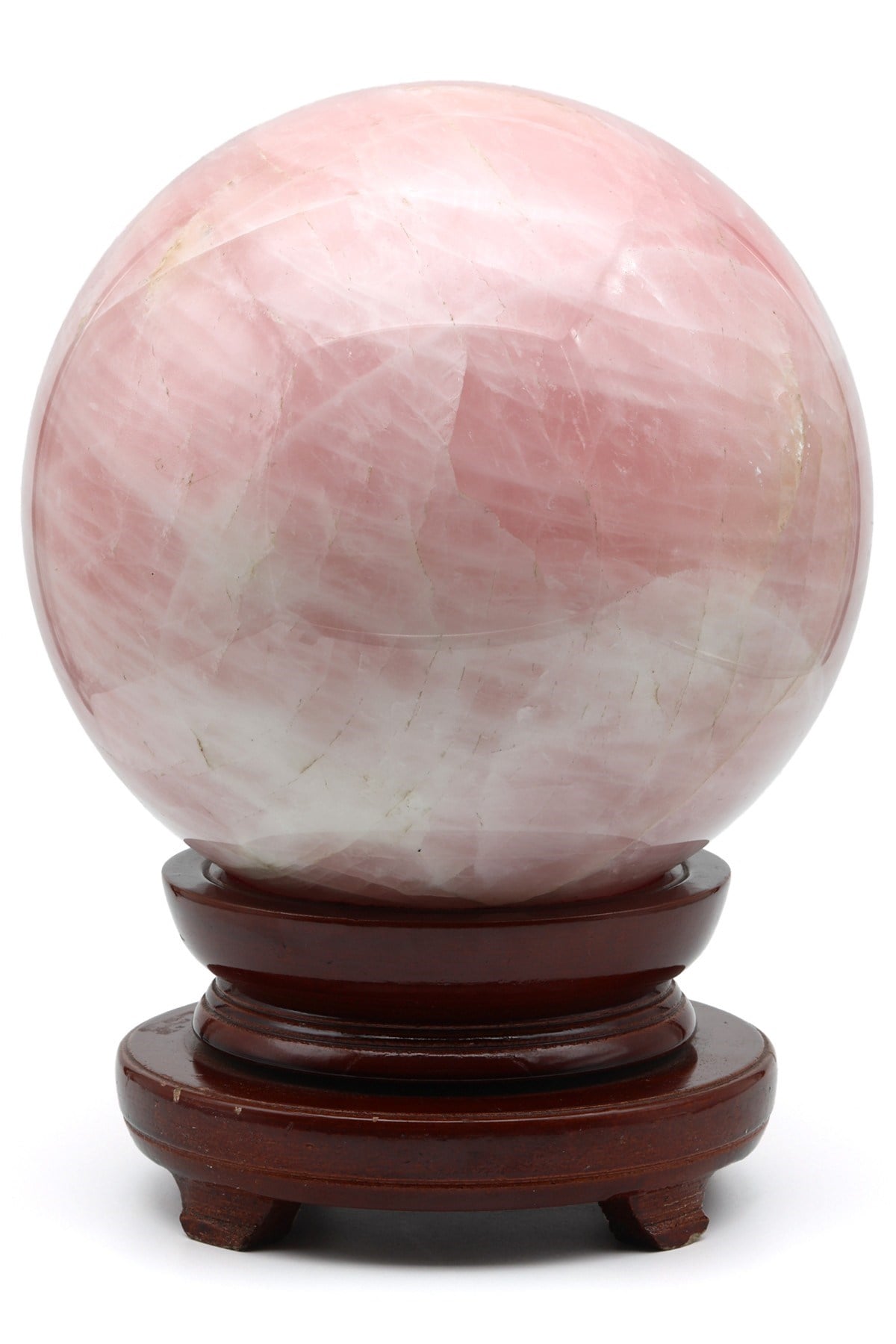 Pembe Kuvars Doğal Taş Standlı Küre - 13512 Gr.
