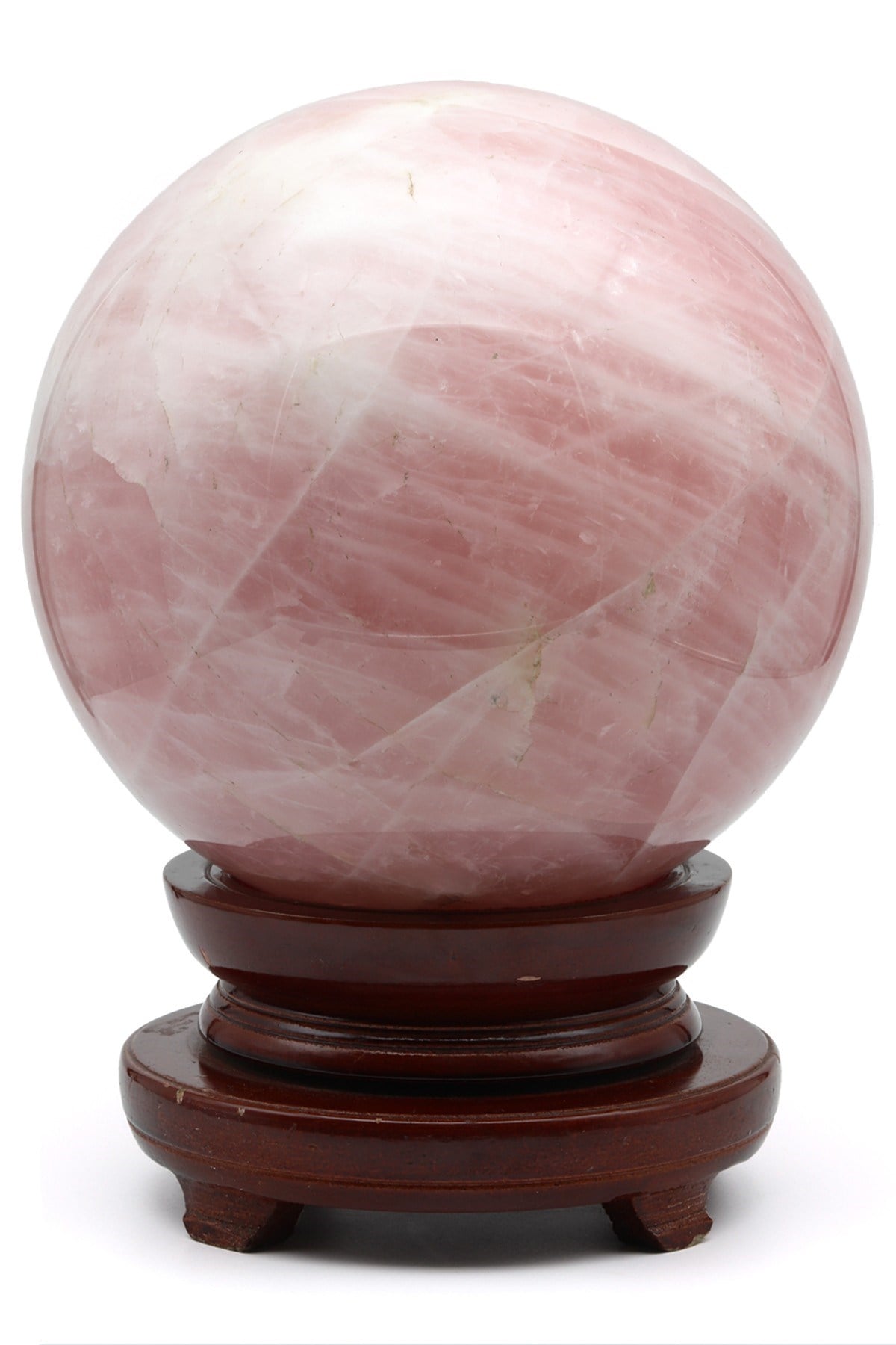Pembe Kuvars Doğal Taş Standlı Küre - 13512 Gr.