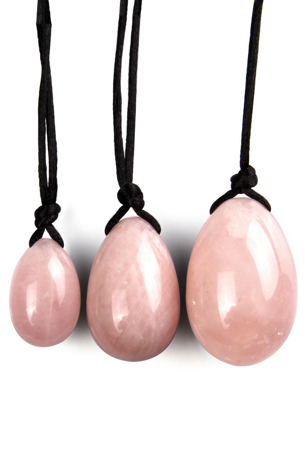 Pembe Kuvars Doğal Taş Yoni Yumurtası 3’lü Set