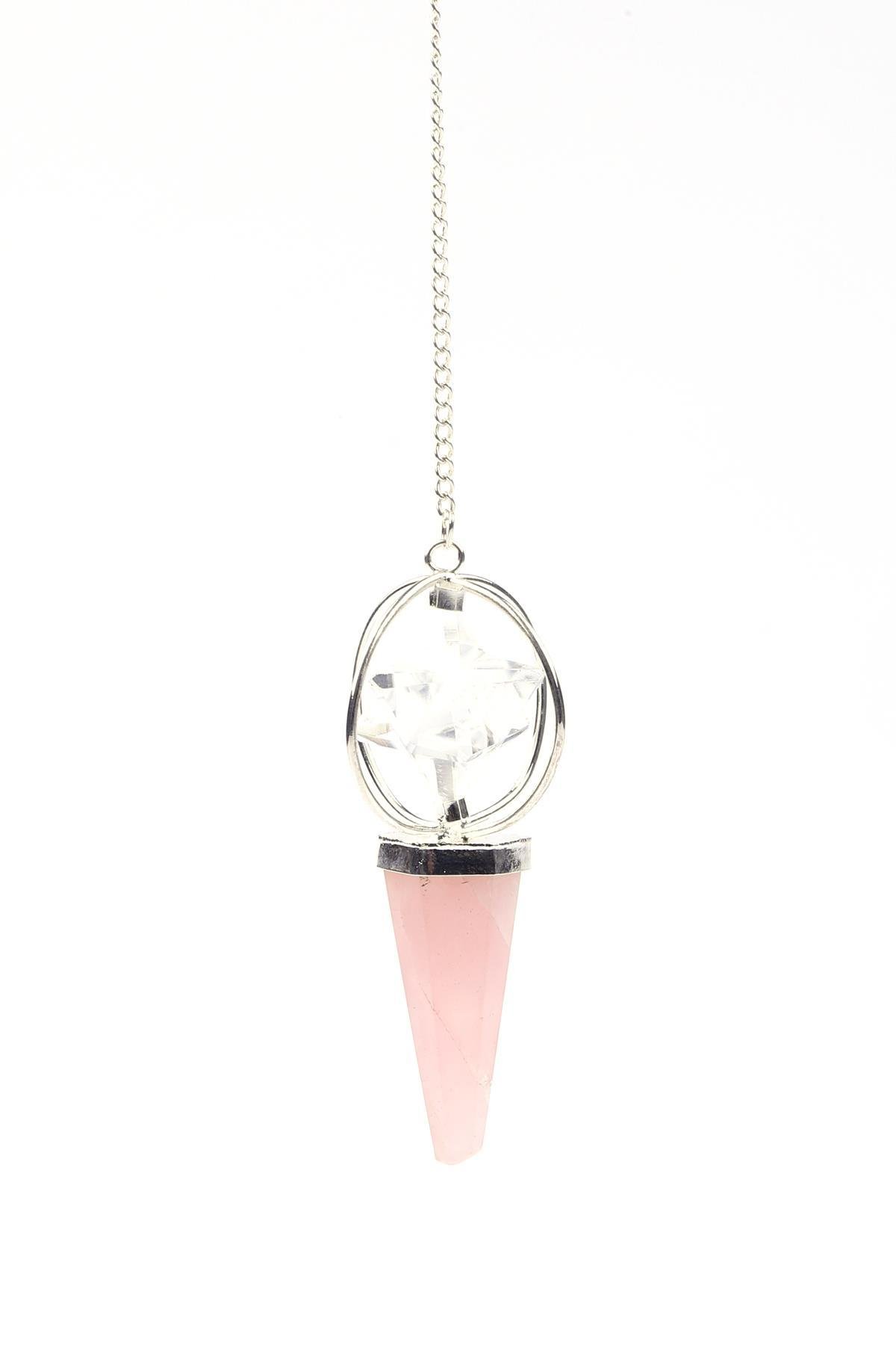 Pembe Kuvars - Kristal Kuvars Doğal Taş Markaba Model Pandül