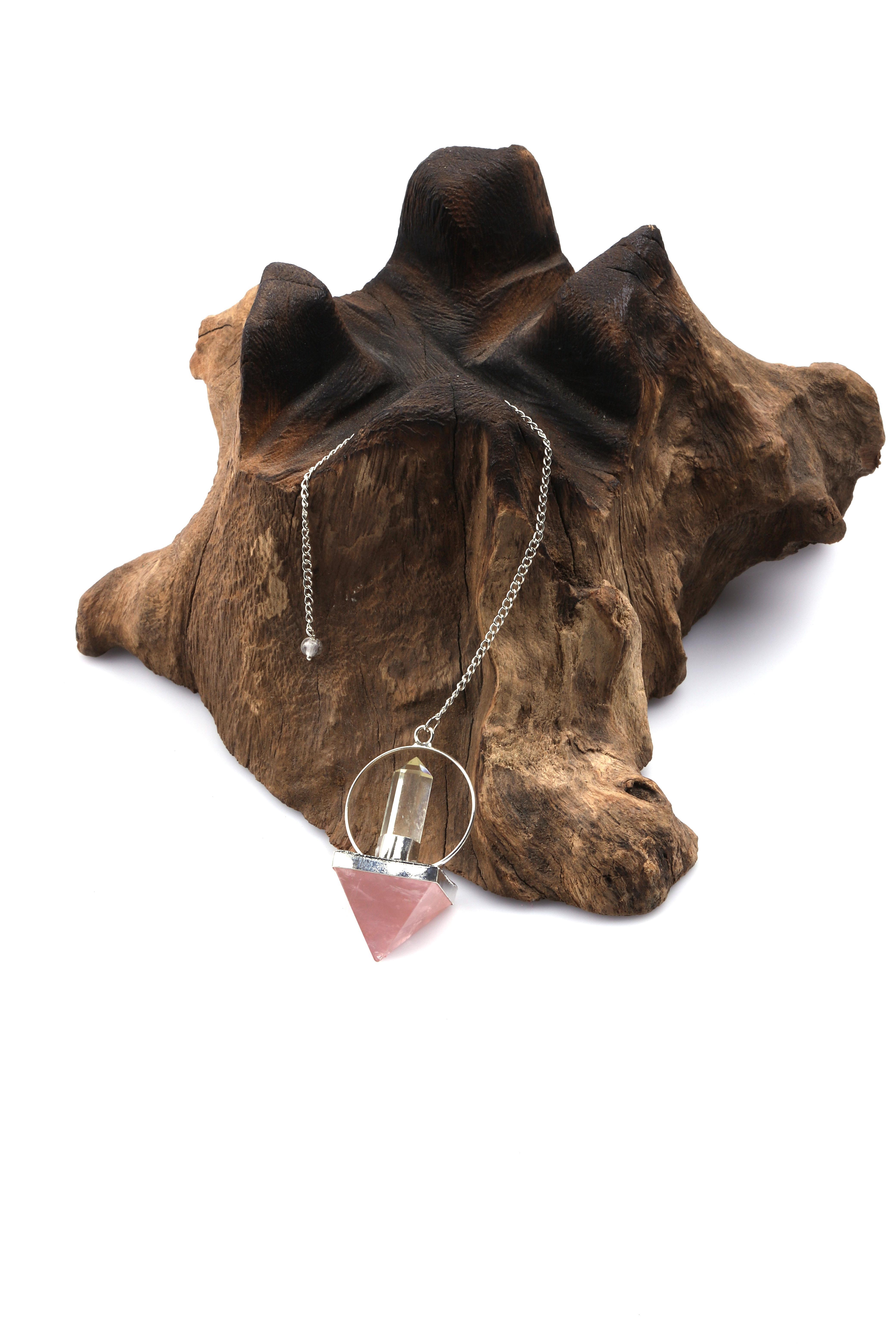 Pembe Kuvars - Kristal Kuvars Doğal Taş Pandül