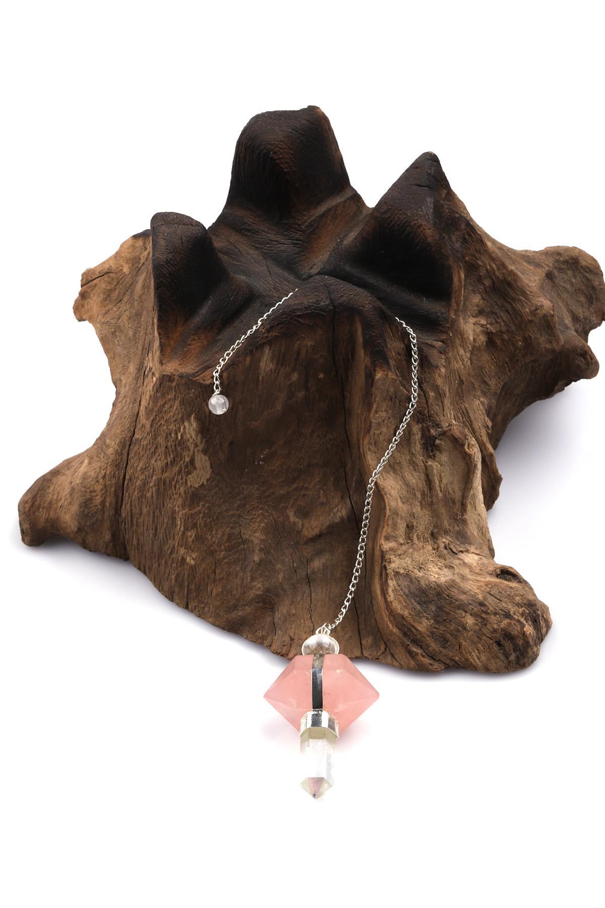 Pembe Kuvars - Kristal Kuvars Doğal Taş Pandül