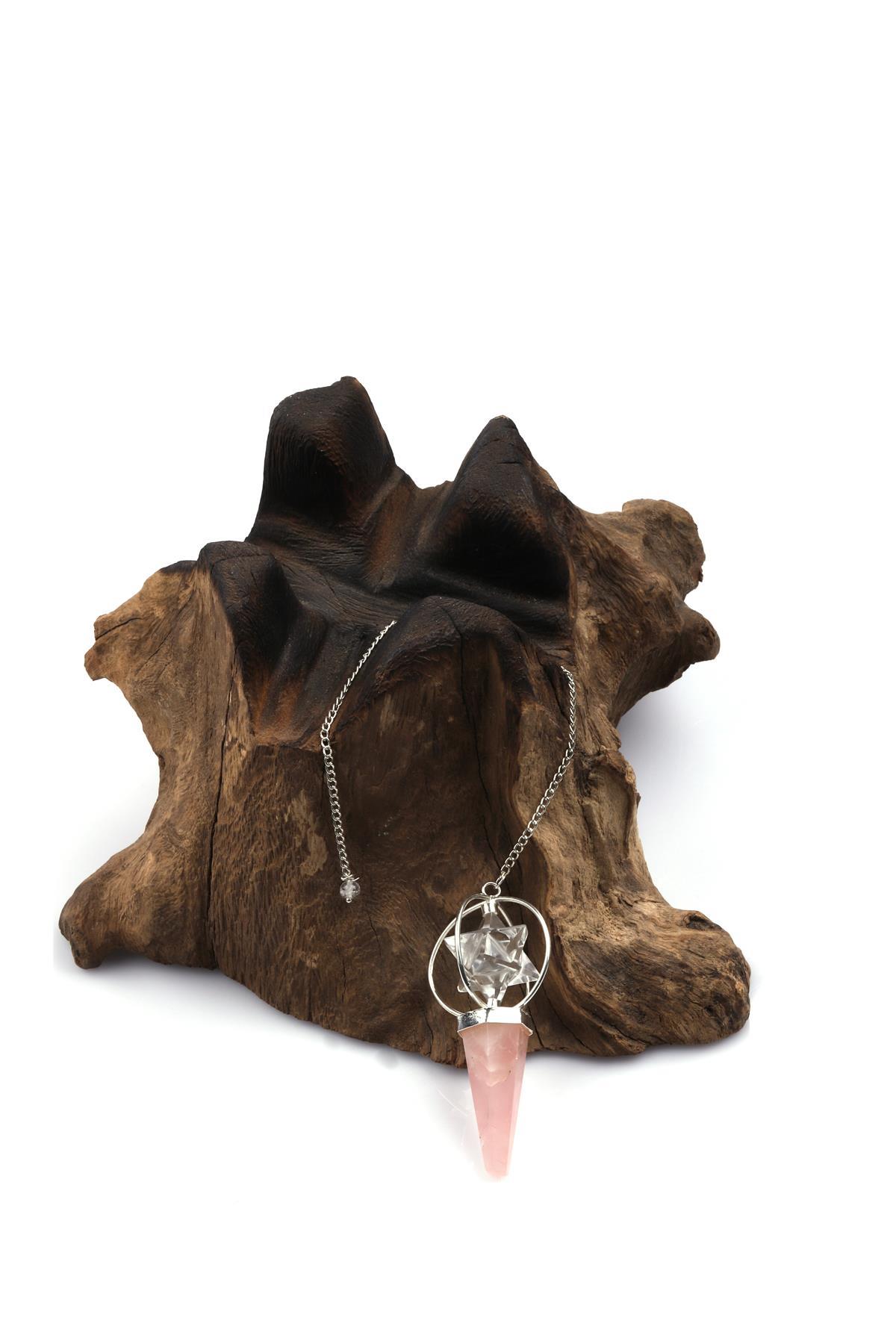 Pembe Kuvars - Kristal Kuvars Doğal Taş Markaba Model Pandül