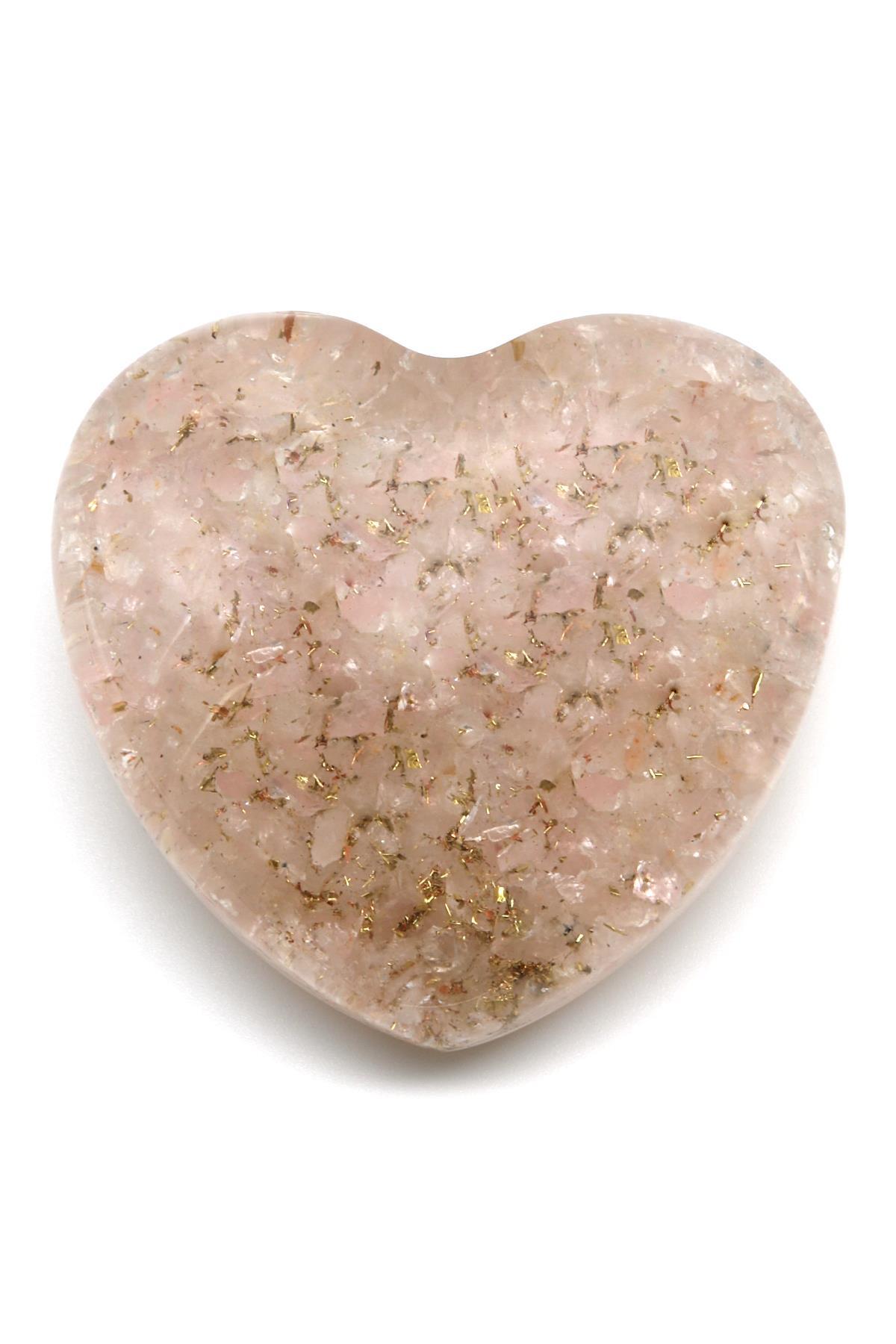 Pembe Kuvars Taşından Orgonit Kalp
