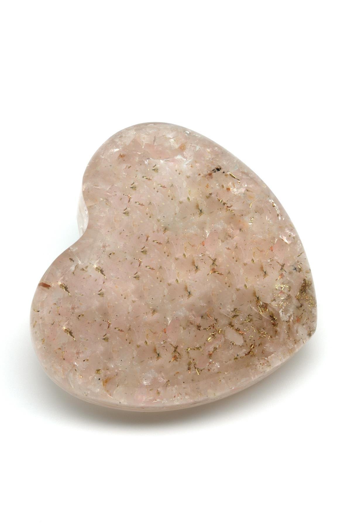 Pembe Kuvars Taşından Orgonit Kalp